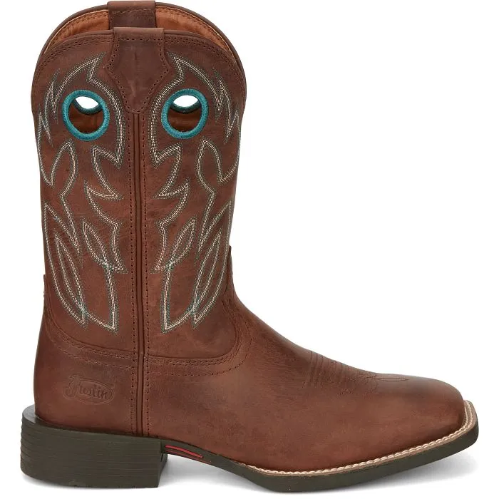 Waterproof Adventure Seeker JUSTIN MENS BOWLINE BRANDY BROWN SQUARE TOE WESTERN BOOTS STYLE SE7522