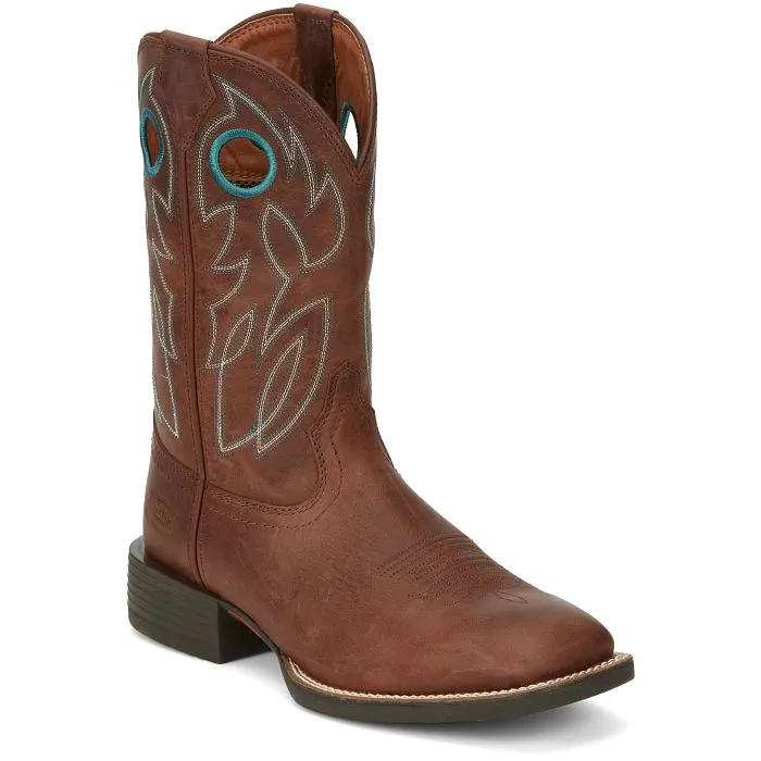 JUSTIN MENS BOWLINE BRANDY BROWN SQUARE TOE WESTERN BOOTS STYLE SE7522 Durable Shell Weekend Camping
