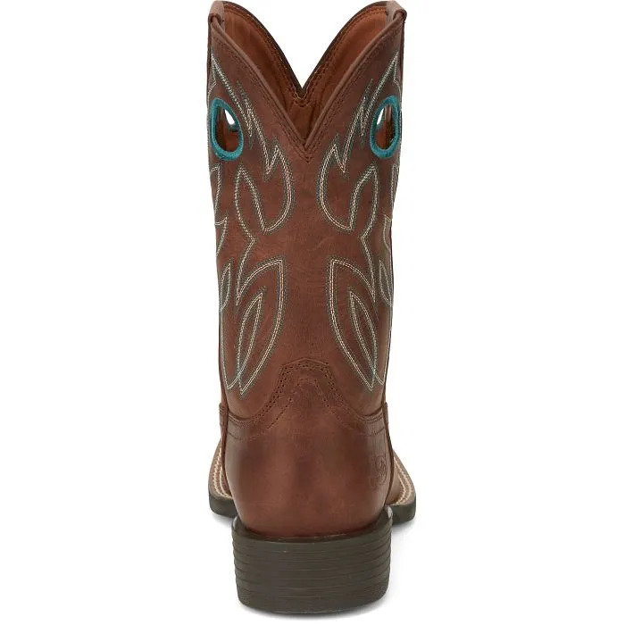 JUSTIN MENS BOWLINE BRANDY BROWN SQUARE TOE WESTERN BOOTS STYLE SE7522 Well-fitted All Weather City Walking