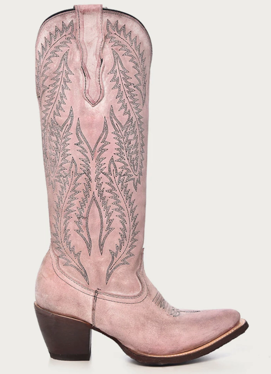 CORRAL LADIES ROSE TALL SNIP TOE BOOTS STYLE E1447 Comfort Straps Pure White