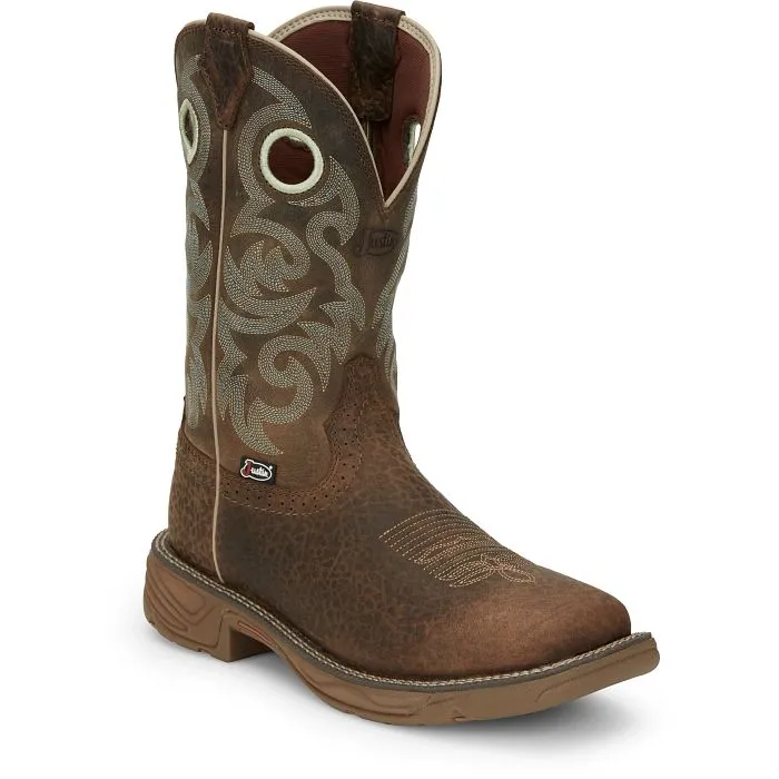 Reinforced Build Gear All Purpose Boot JUSTIN RUSH STAMPEDE WESTERN WORK BOOT STYLE SE7403