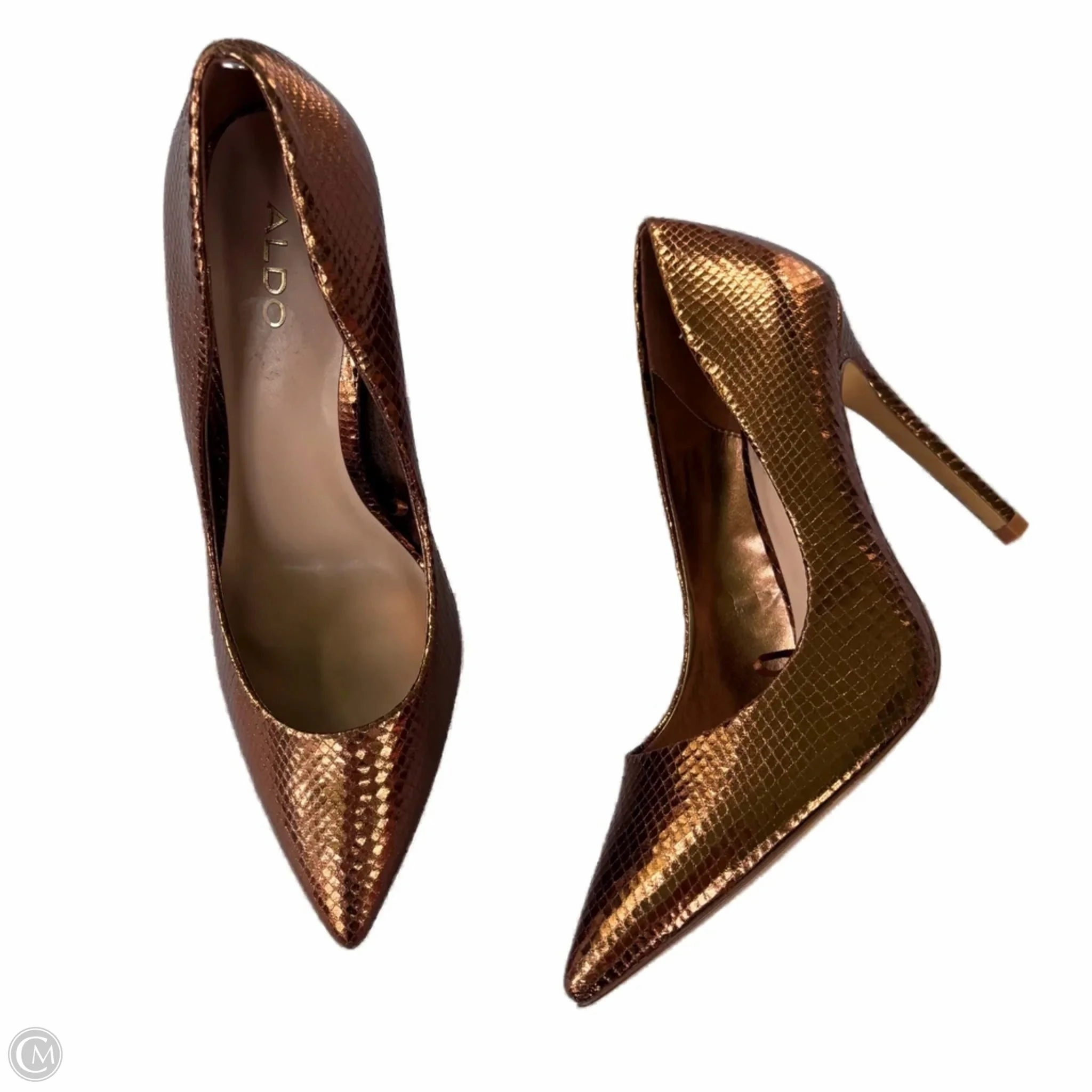 Shoes Heels Stiletto By Aldo In Bronze, Size: 8.5 Vintage Style Heels Tuxedo Party Shoes