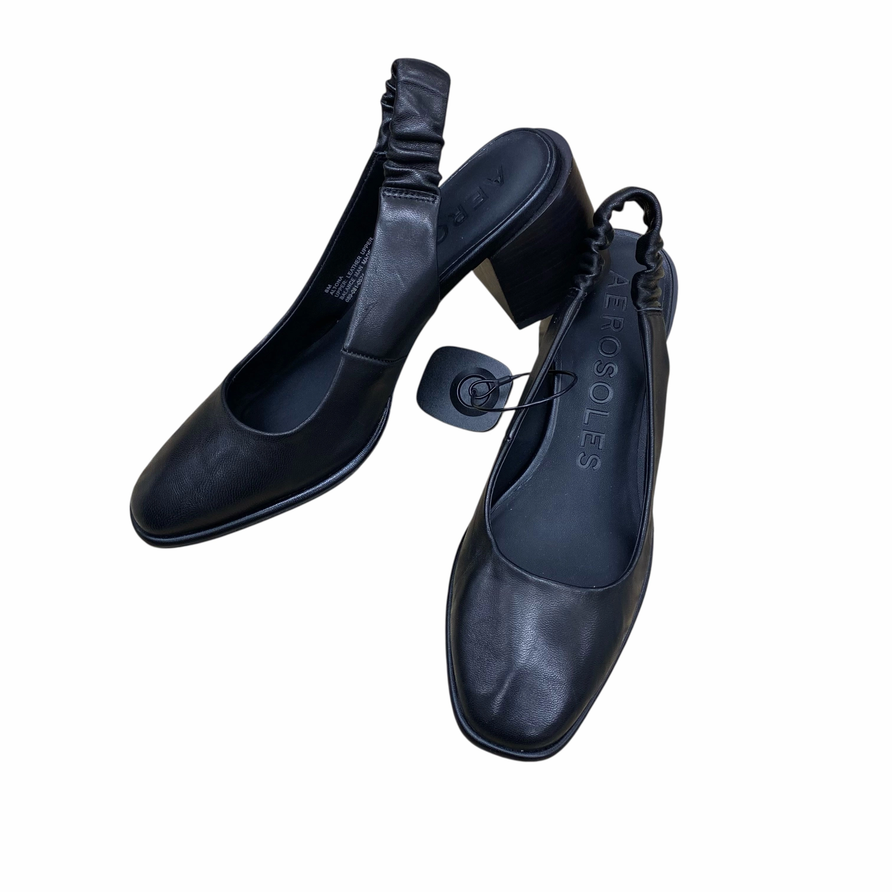 Fashionable Wedges Vintage Pumps Shoes Heels Block By Aerosoles In Black, Size:8