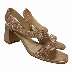 Shoes Heels Block By Alex Marie In Rose Gold, Size:8.5 synthetic leather Open Back Heels