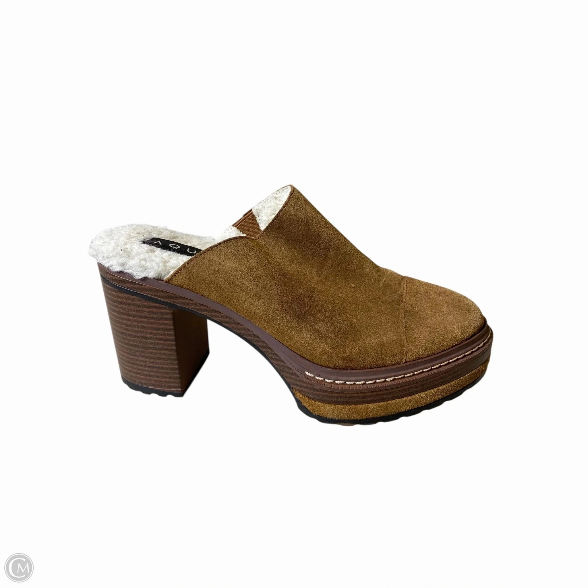 Shoes Heels Block By Aqua In Brown, Size: 7.5 Peep Toe Sandals