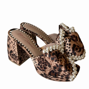 Soft Interior Shoes Heels Block By Betsey Johnson In Animal Print, Size:7.5