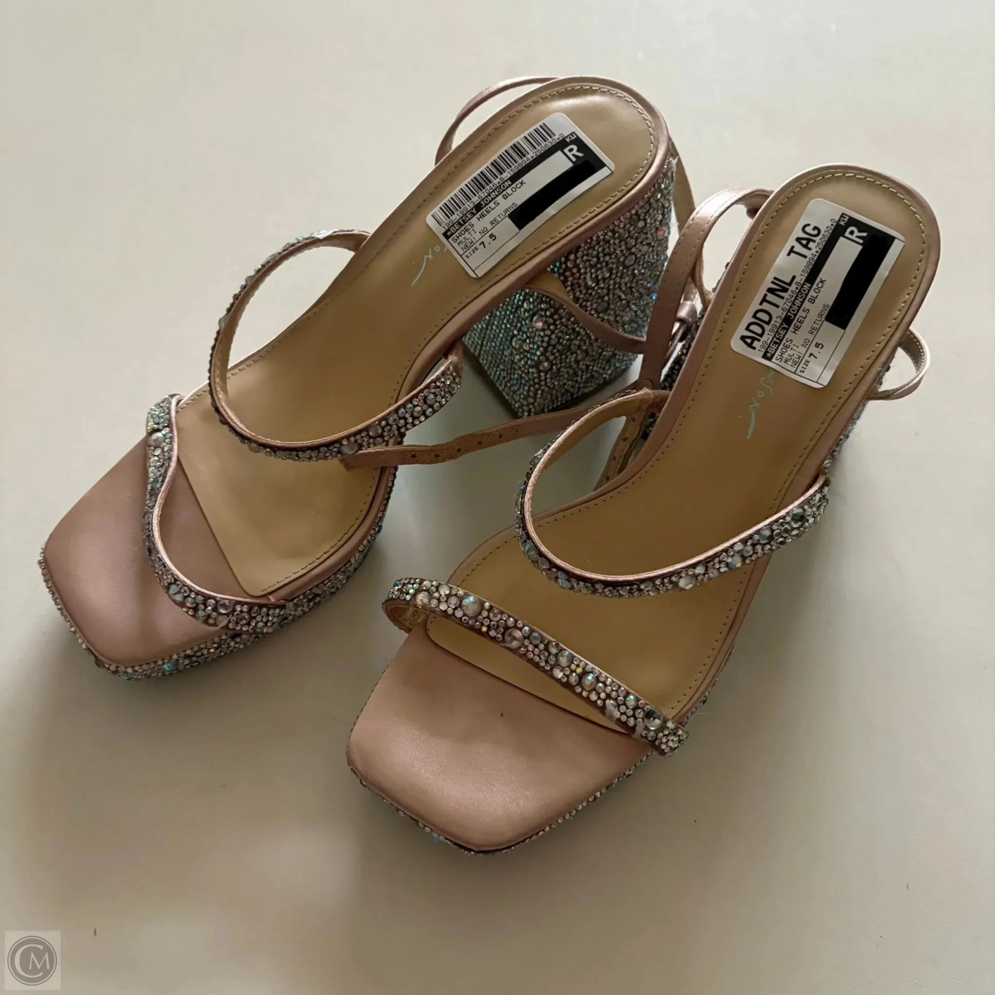 Comfortable Black Tie Event Heels Shoes Heels Block By Betsey Johnson In Multi-colored, Size: 7.5