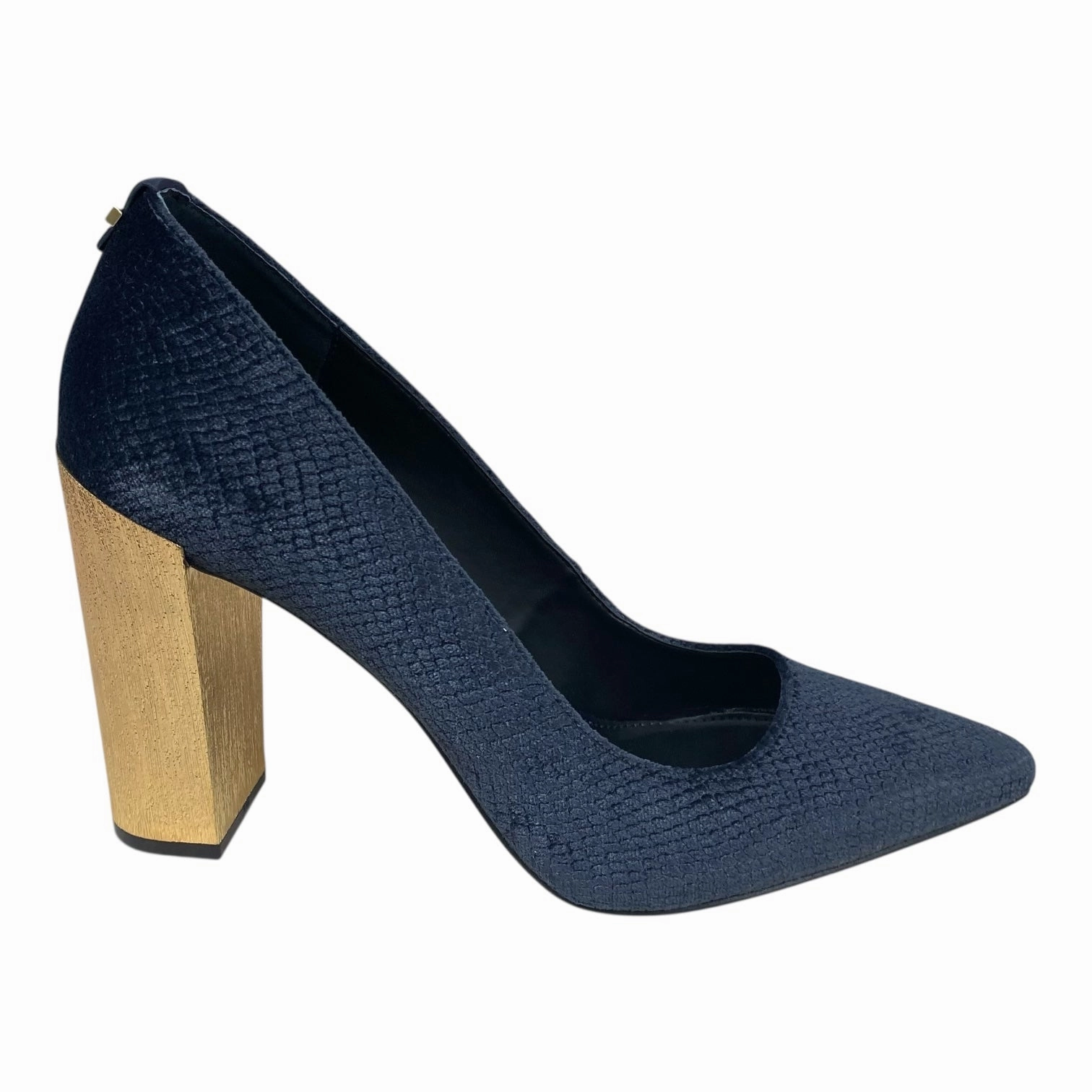 Classic Pumps Comfortable Foot Feel Shoes Heels Block By Calvin Klein In Blue, Size:7.5