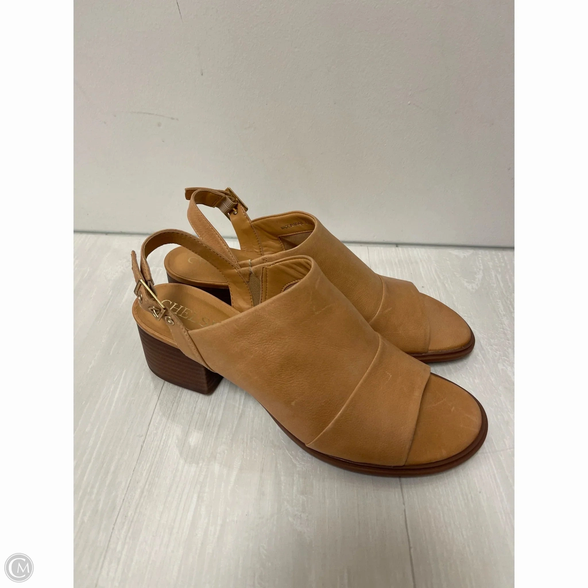 Shoes Heels Block By Chelsea And Violet In Tan, Size: 8.5 Chic Sandals Removable Footbed