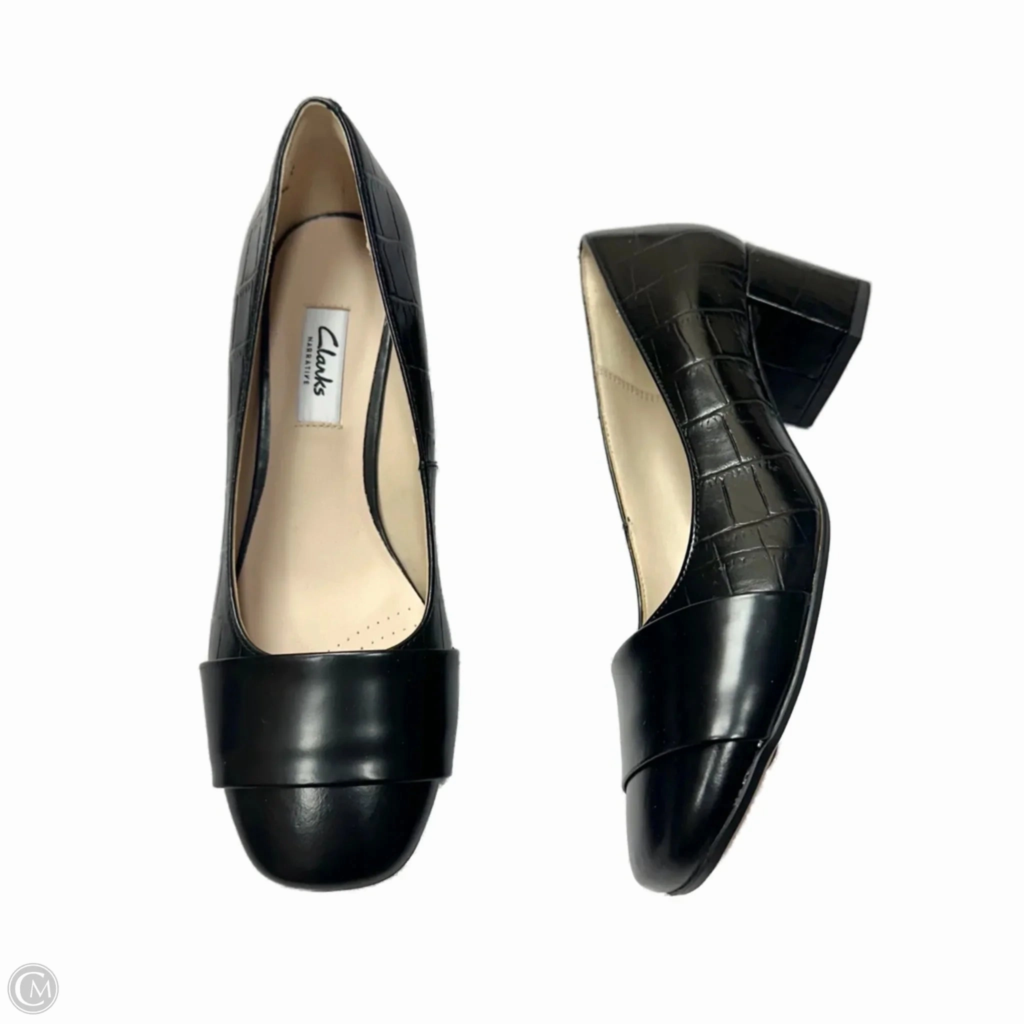 Shoes Heels Block By Clarks In Black, Size: 7.5 Ankle Strap Shoes Professional Office Shoes