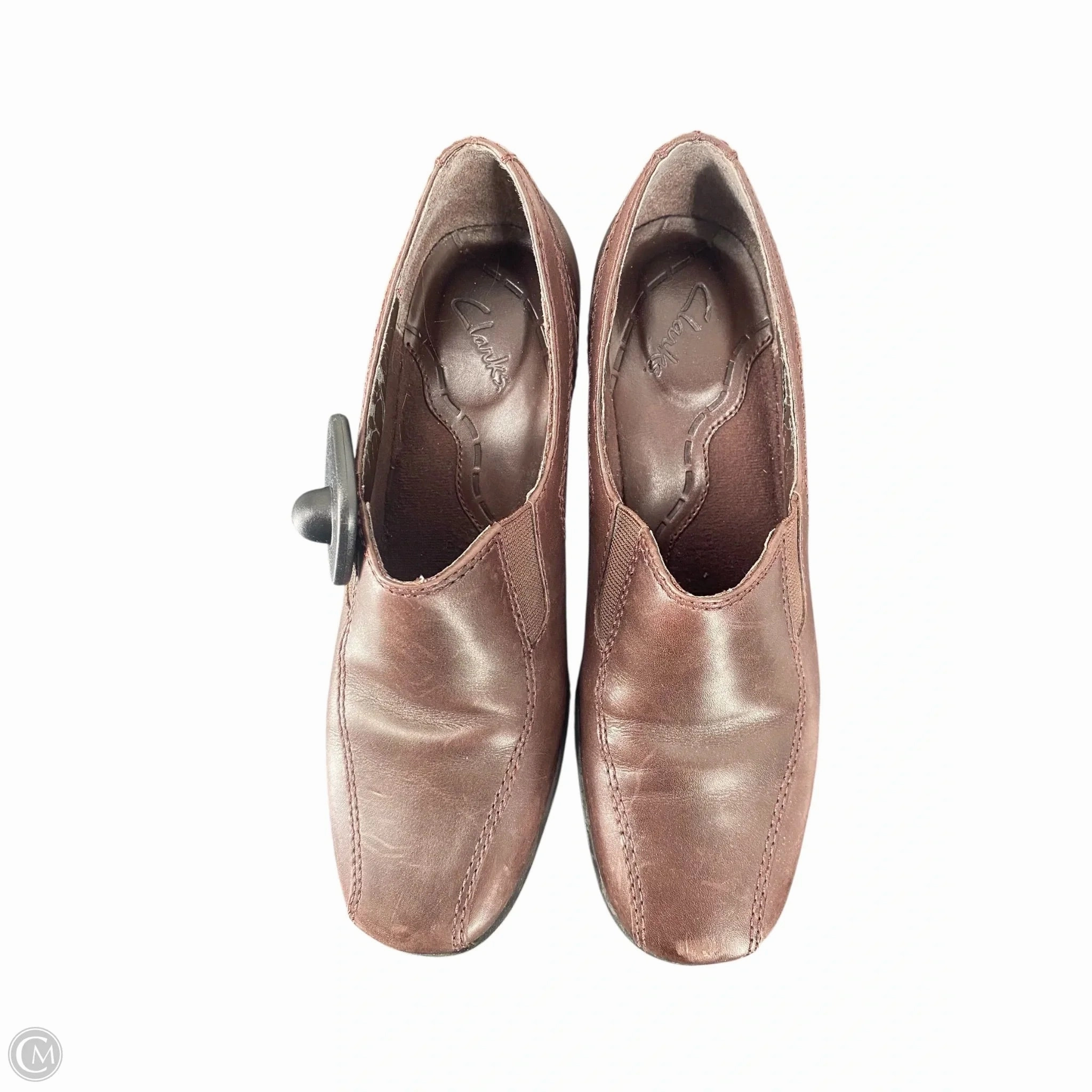 Strappy Design Shoes Heels Block By Clarks In Brown, Size: 5.5