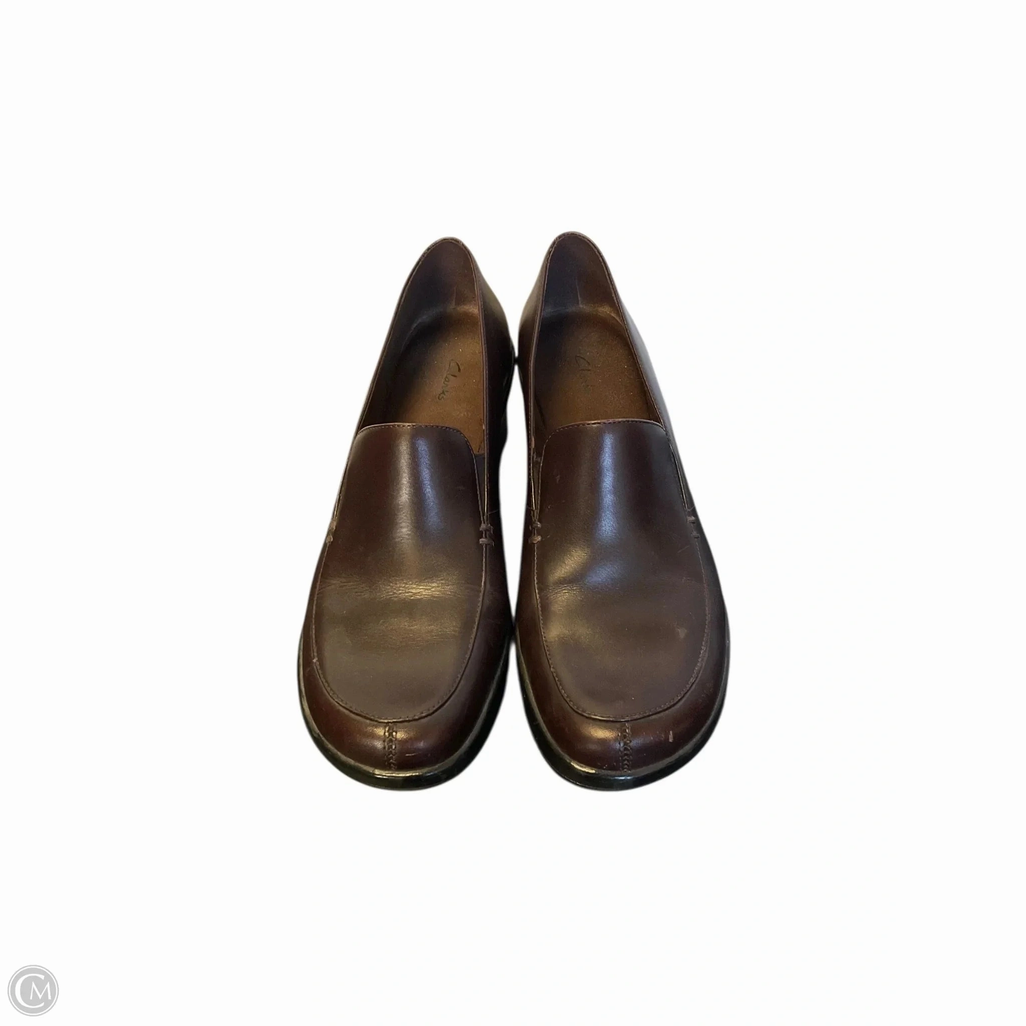 Leather Insole Classic White Heels Shoes Heels Block By Clarks In Brown, Size: 8.5