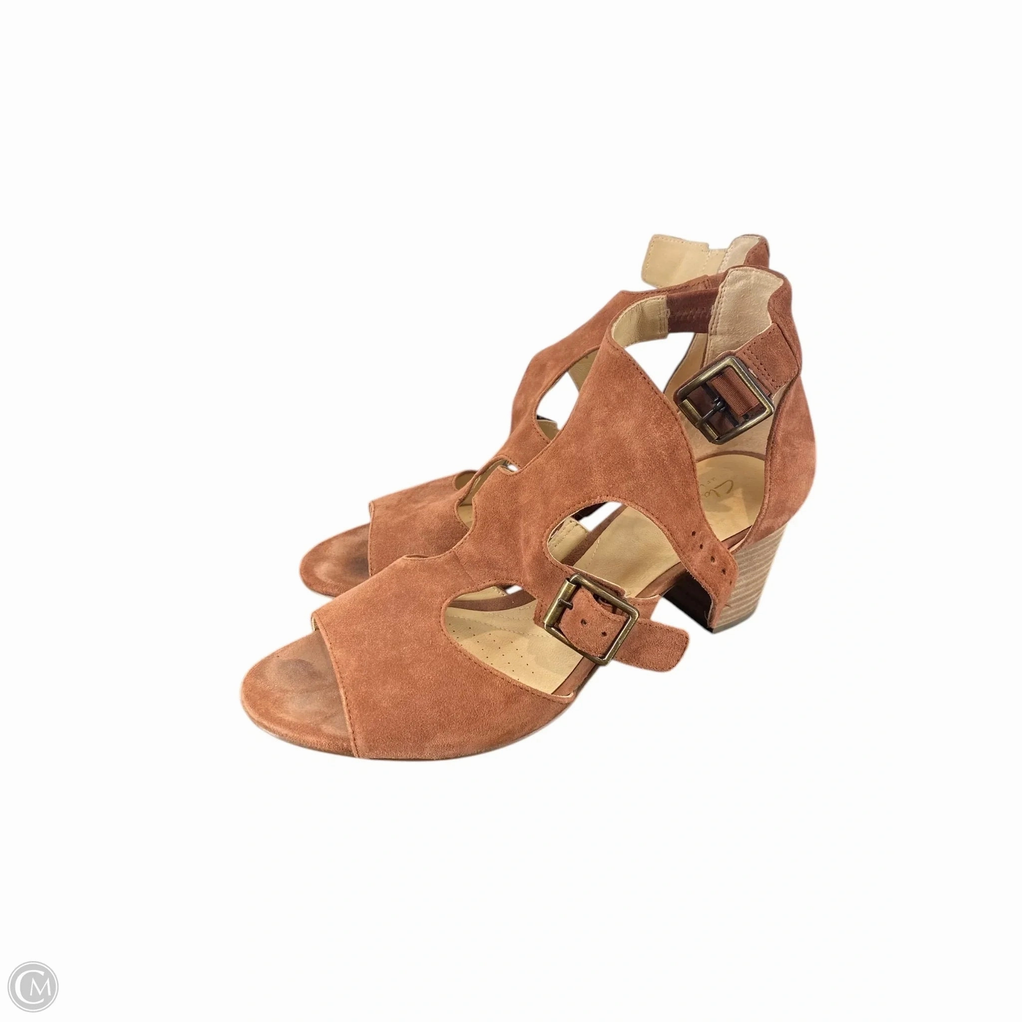 Shoes Heels Block By Clarks In Maroon, Size: 8.5 Wide Strap Heels