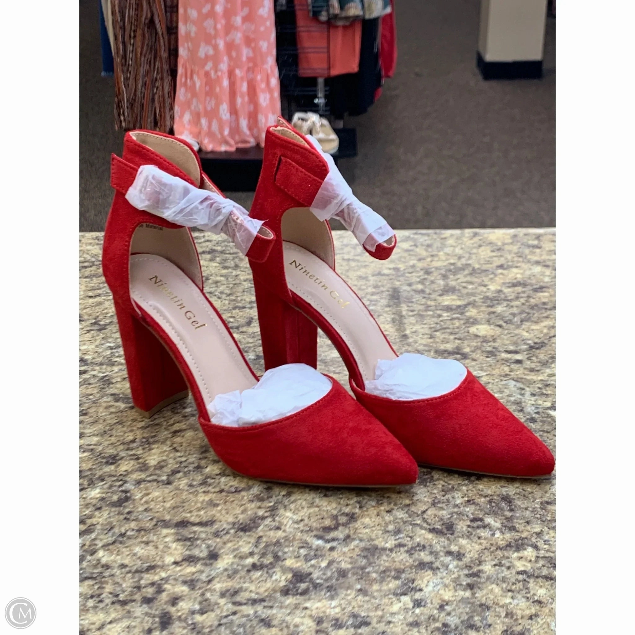 Evening Footwear Shoes Heels Block By Cmf In Red, Size: 8