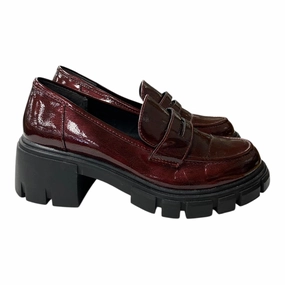 Comfy Sandals Shoes Heels Block By Crown Vintage In Red, Size:7.5