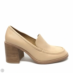 Sleek Pumps Shoes Heels Block By Crown Vintage In Tan, Size: 9.5