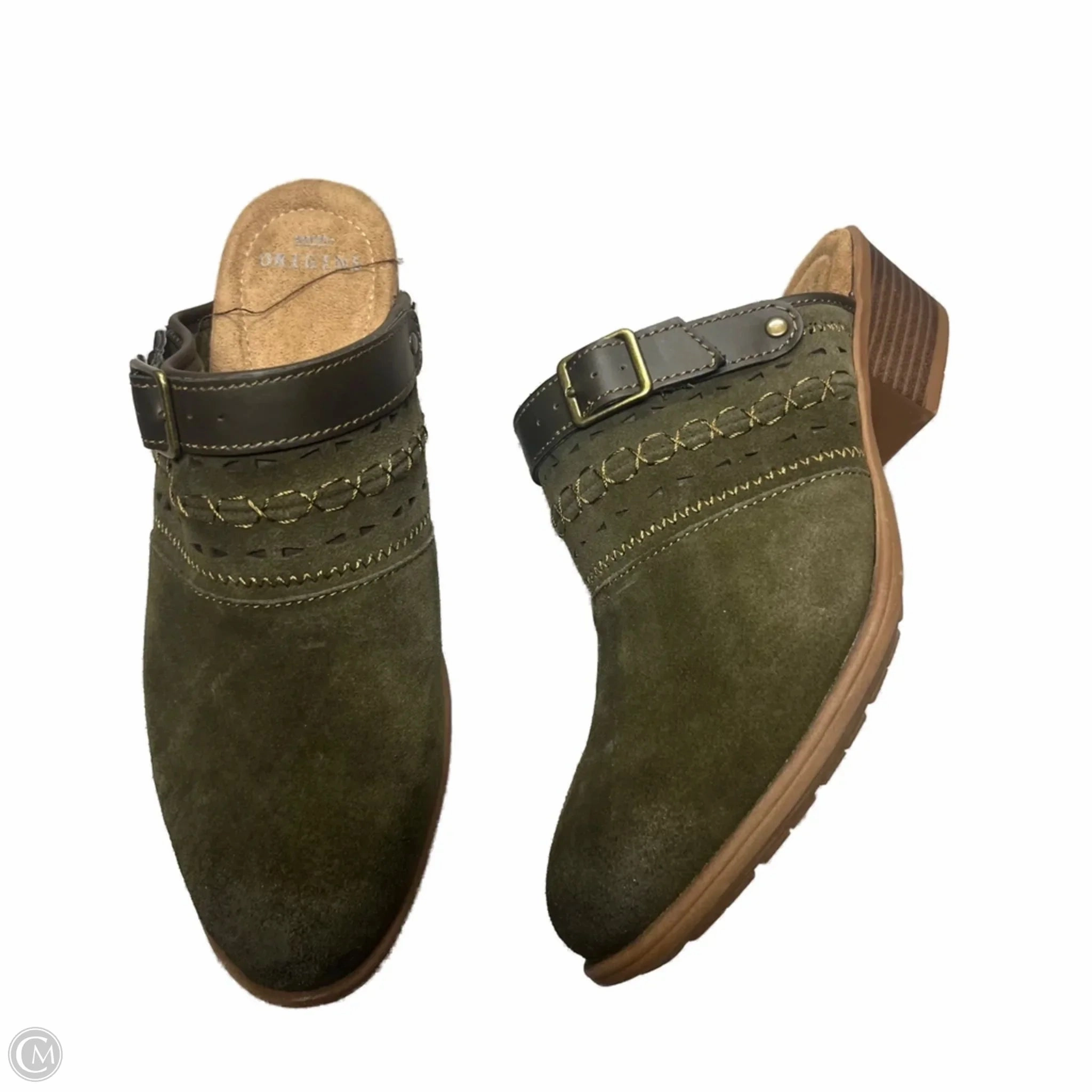 Elastic Goring Stretchable Shoes Heels Block By Earth Origins In Green, Size: 9.5