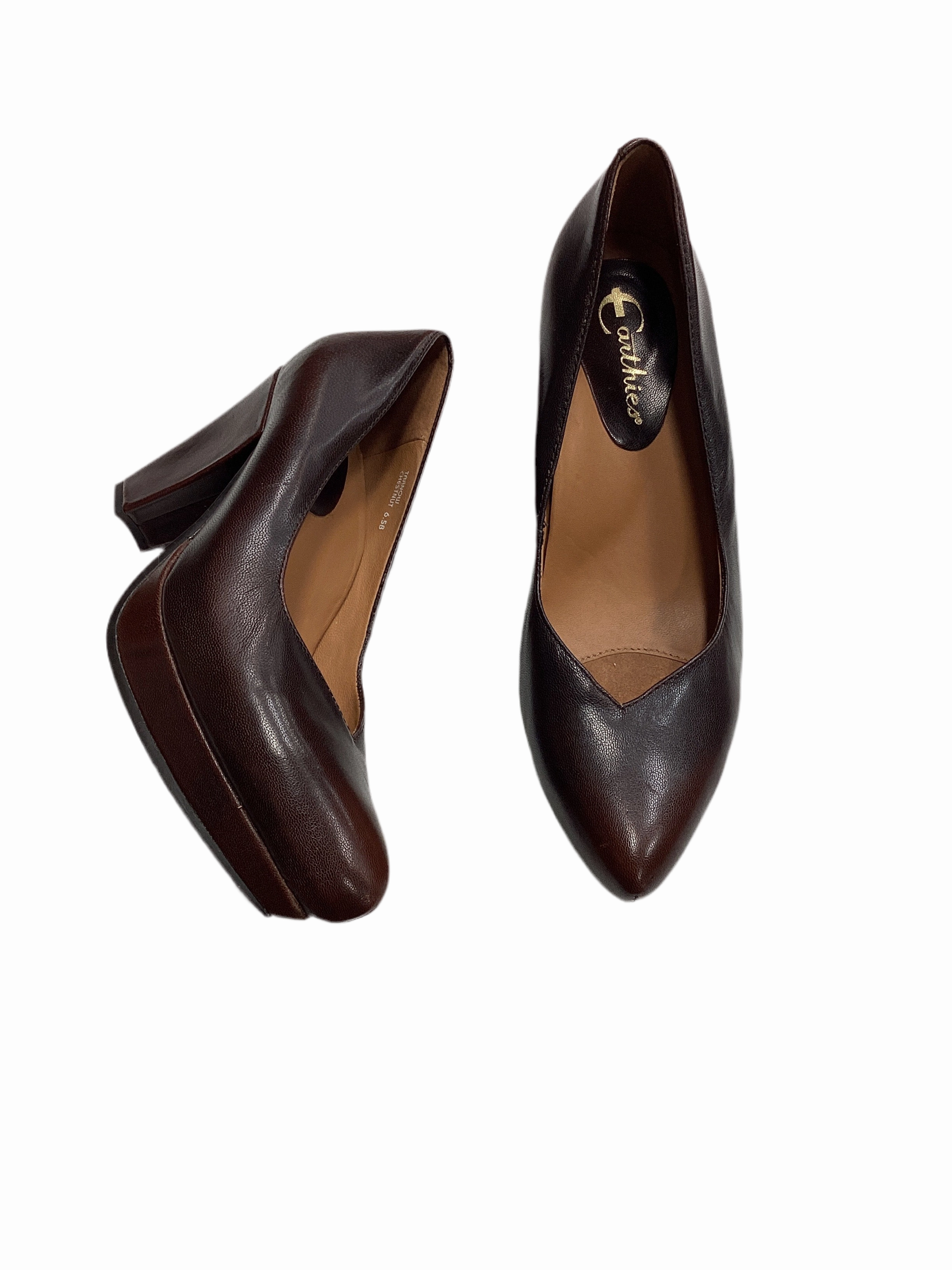 Shoes Heels Block By Earthies In Brown, Size:6.5 Custom Heels Anti blister