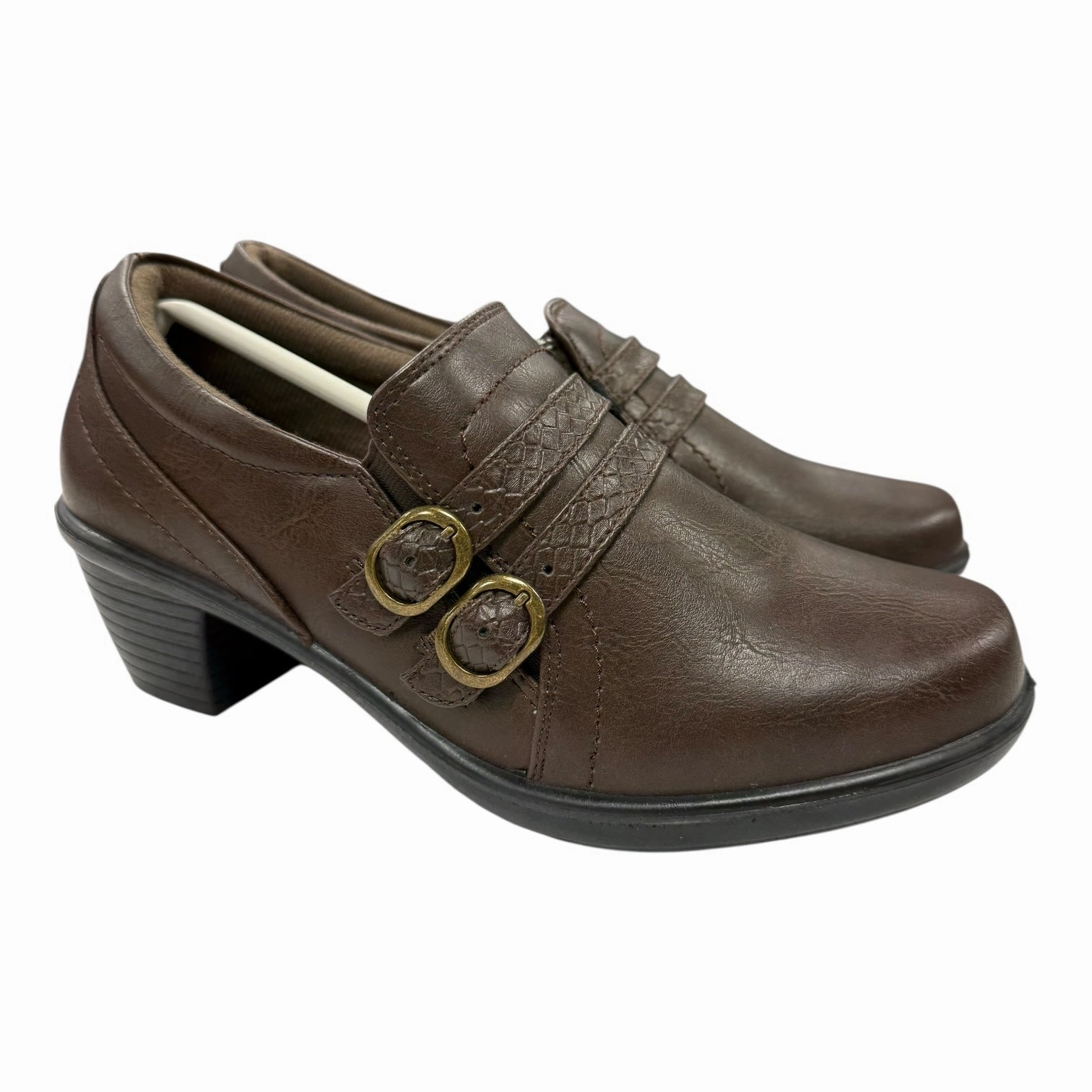 High Density Shoes Heels Block By Easy Street In Brown, Size:7.5