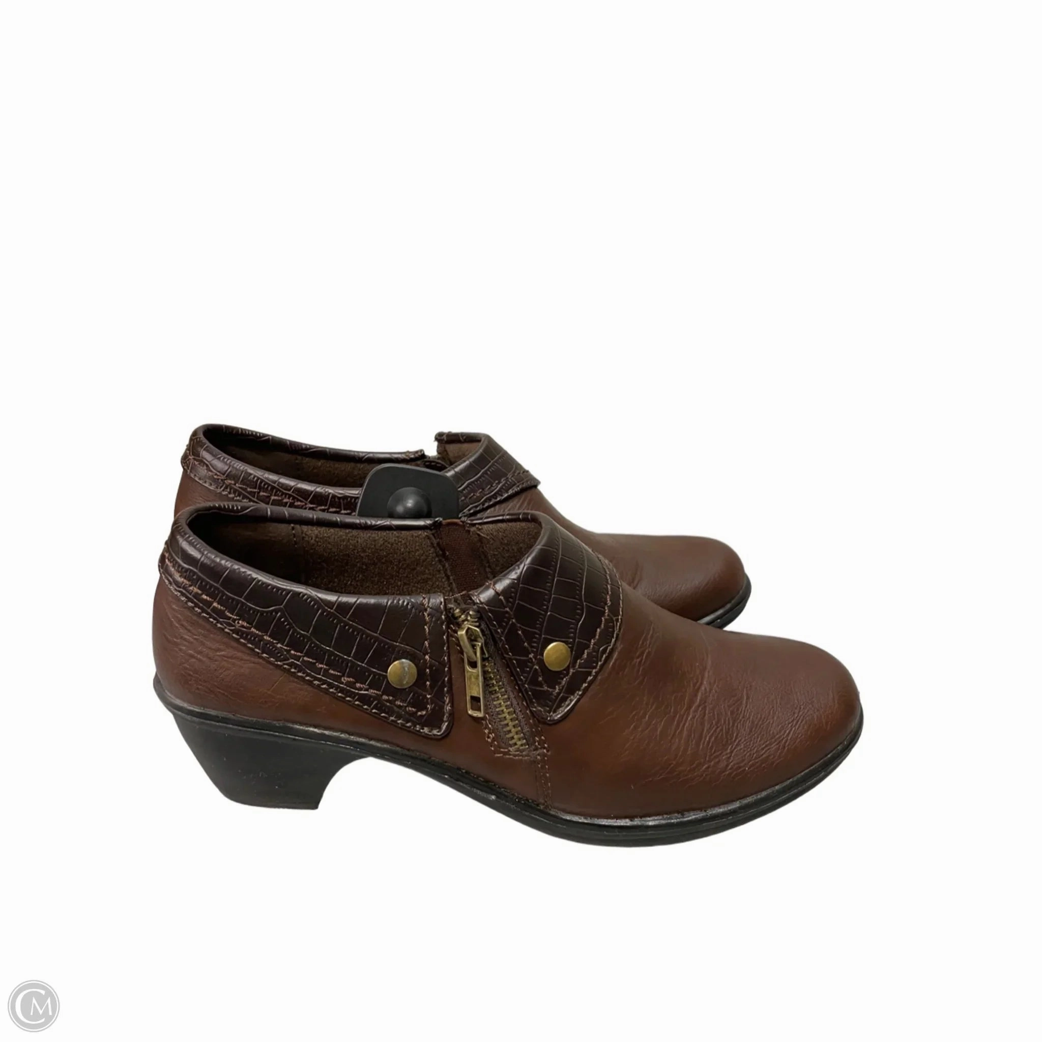 Shoes Heels Block By Easy Street In Brown, Size: 8.5 Ankle Strap Heels Slip On