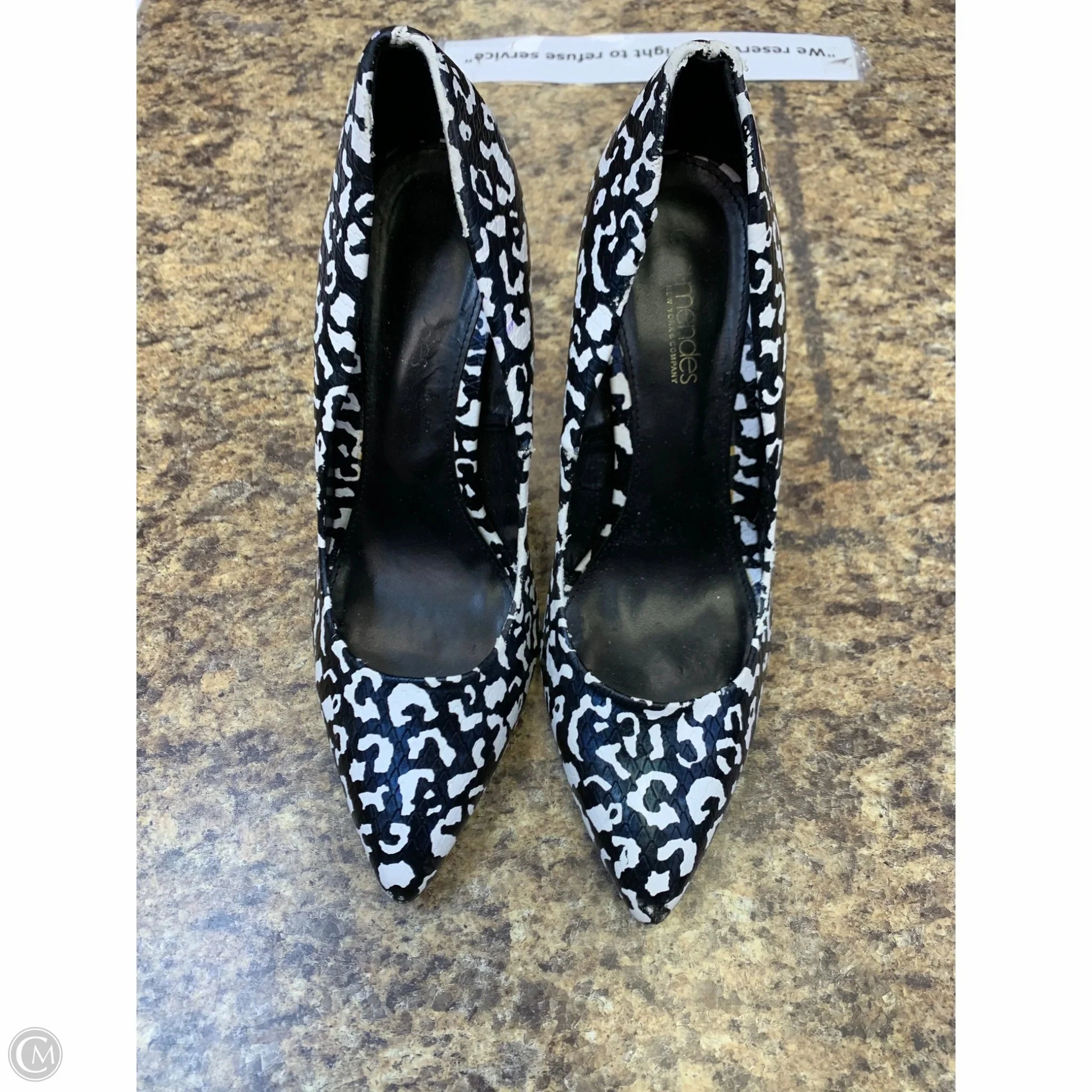 Shoes Heels Block By Eva Mendes In Black & White, Size: 10 Multi Directional Pointed Sandals