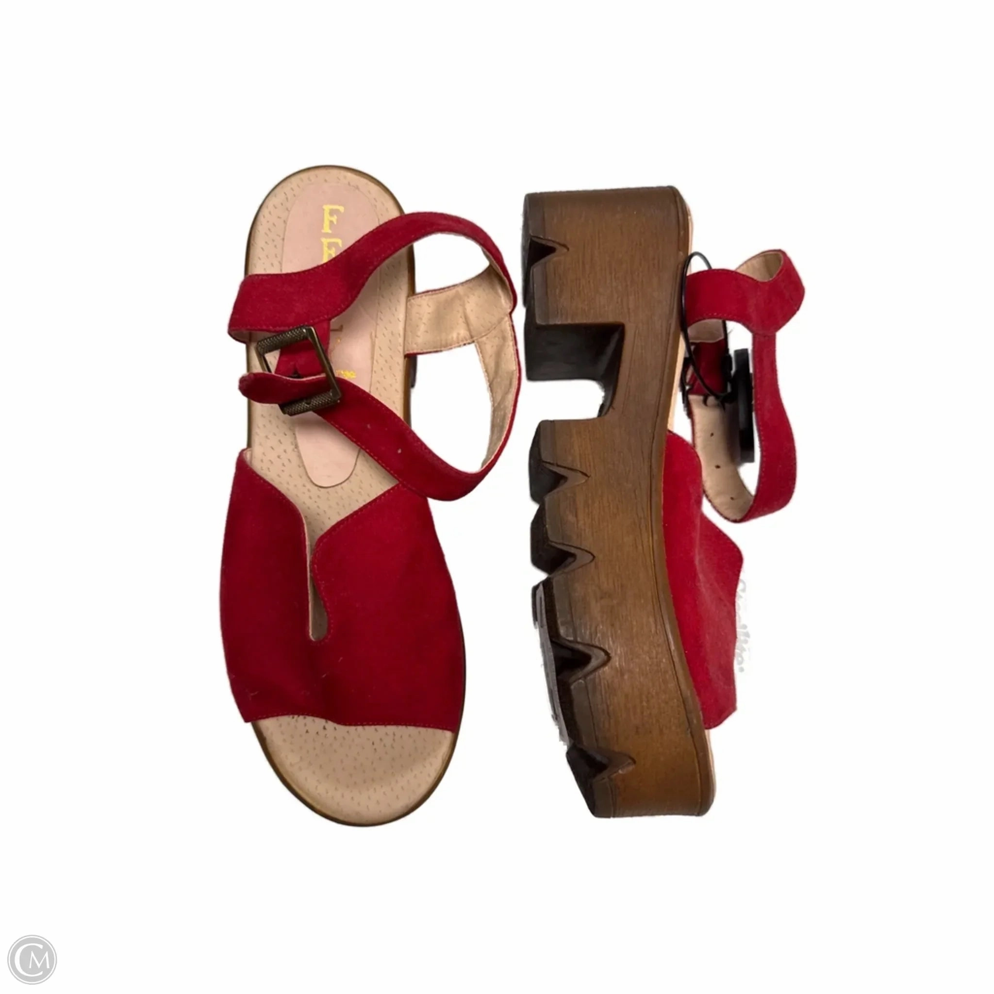 Abrasion resistant Shoes Heels Block By FELLY In Red, Size: 7