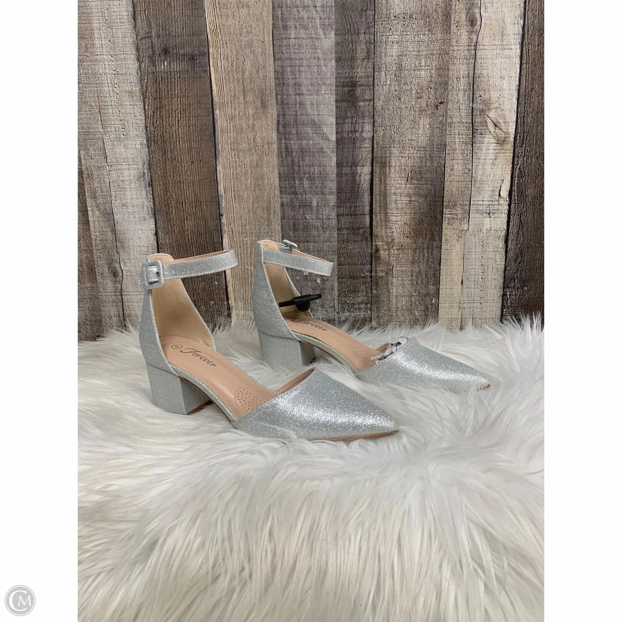 Shoes Heels Block By Forever In Silver, Size: 6 Padded collar