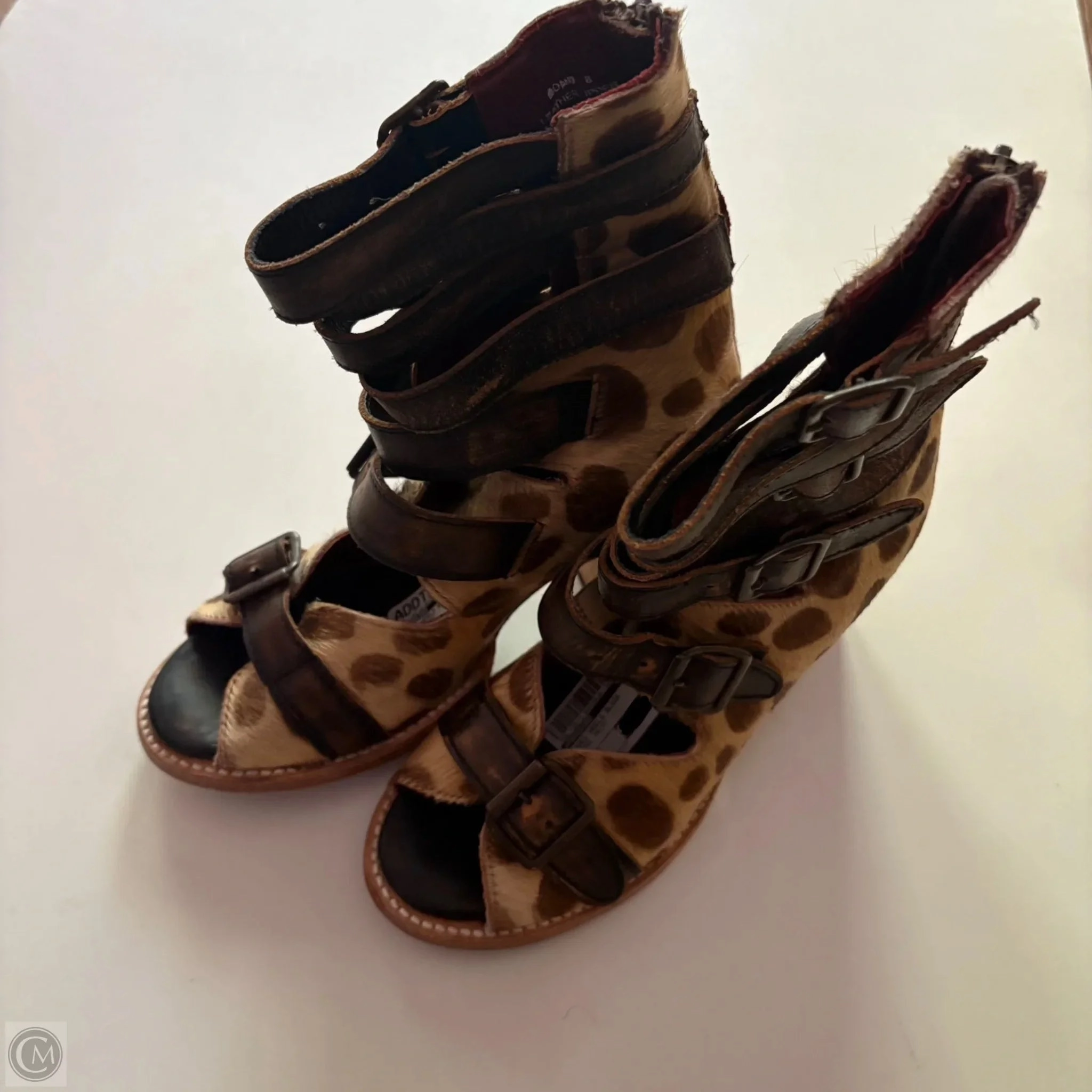 Heel Boots Shoes Heels Block By Freebird In Animal Print, Size: 8