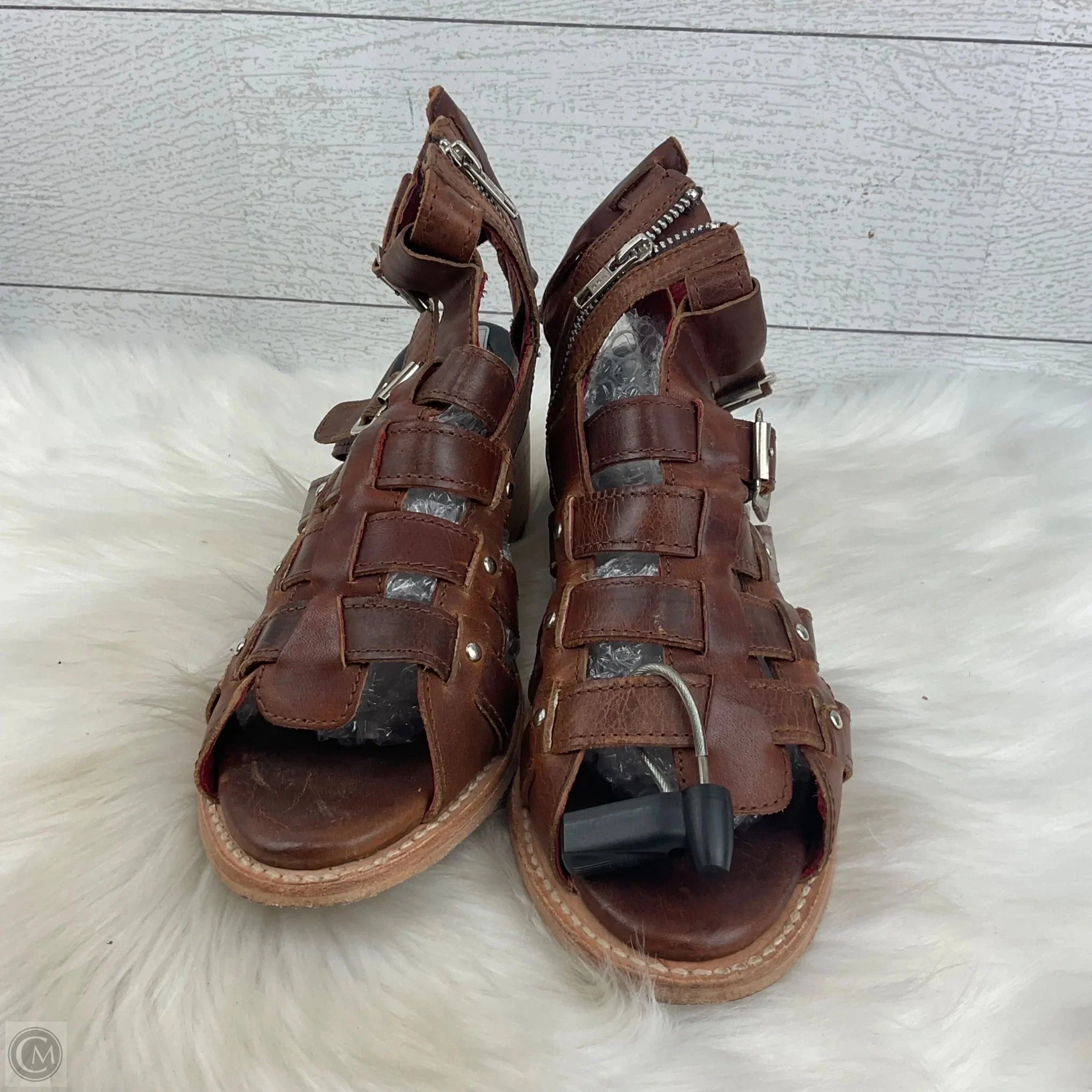 Shockproof Sophisticated Heels Shoes Heels Block By Freebird In Brown, Size: 9