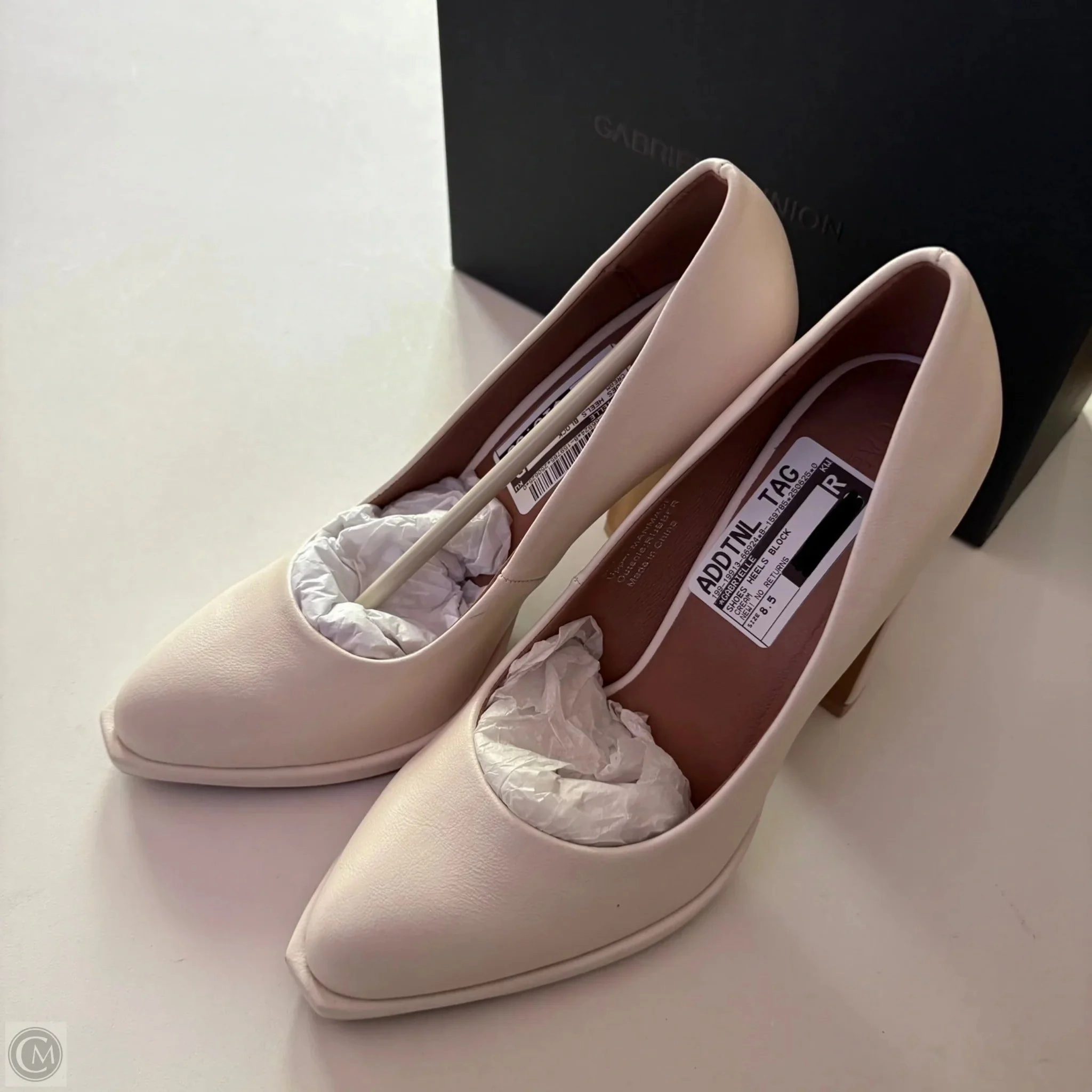 Shoes Heels Block By Gabrielle In Cream, Size: 8.5 Peep Toe Pumps