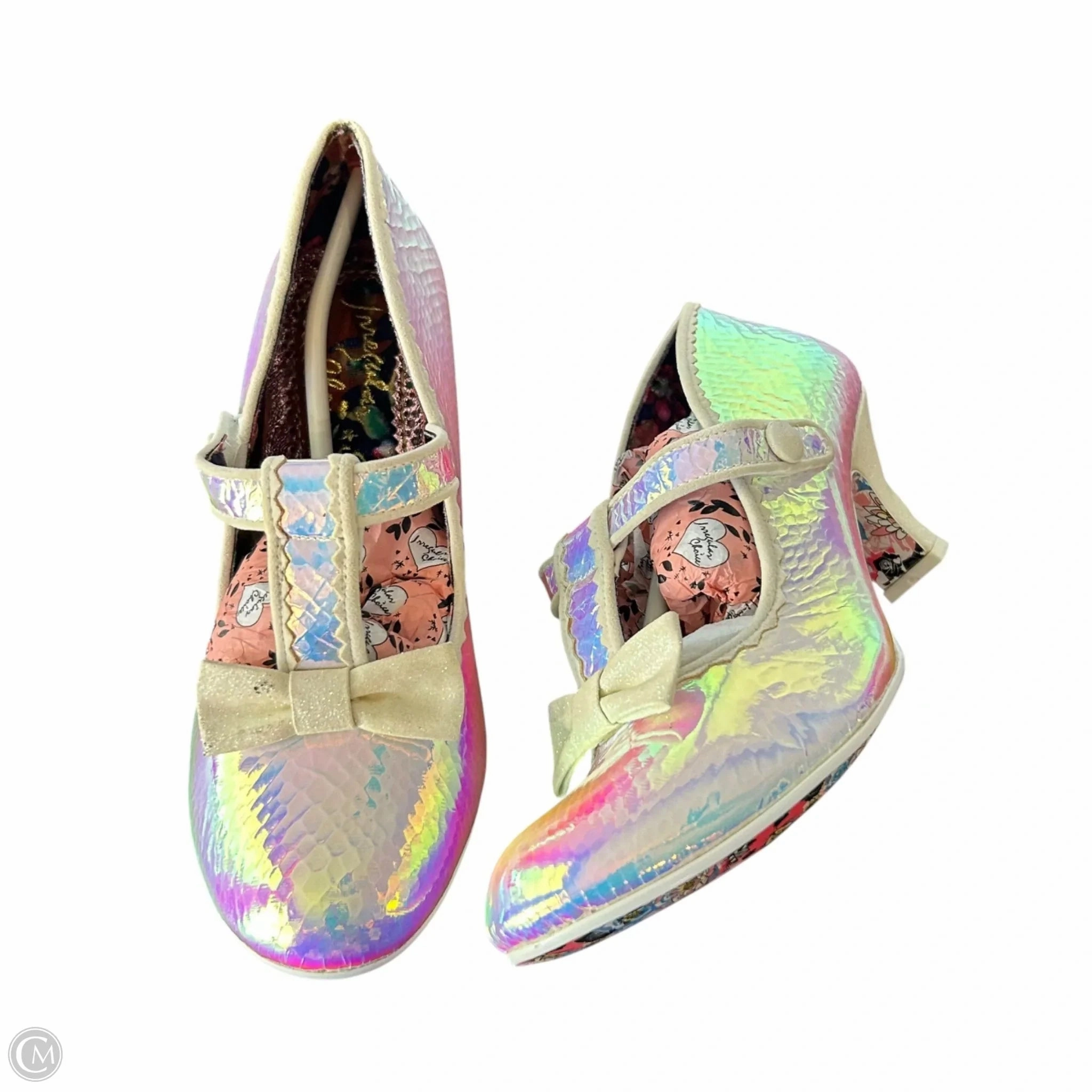 Soft Cushioning Shoes Heels Block By Irregular Choice In Silver, Size: 10.5