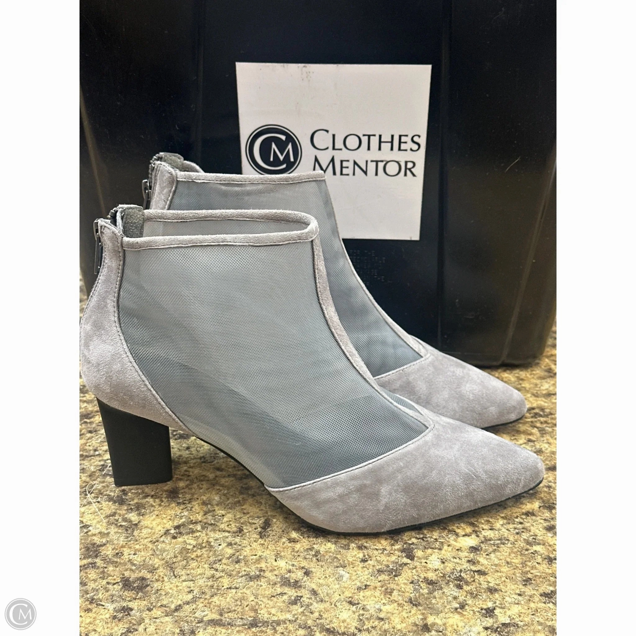 Shoes Heels Block By Logo In Grey, Size: 7 Stable Structure