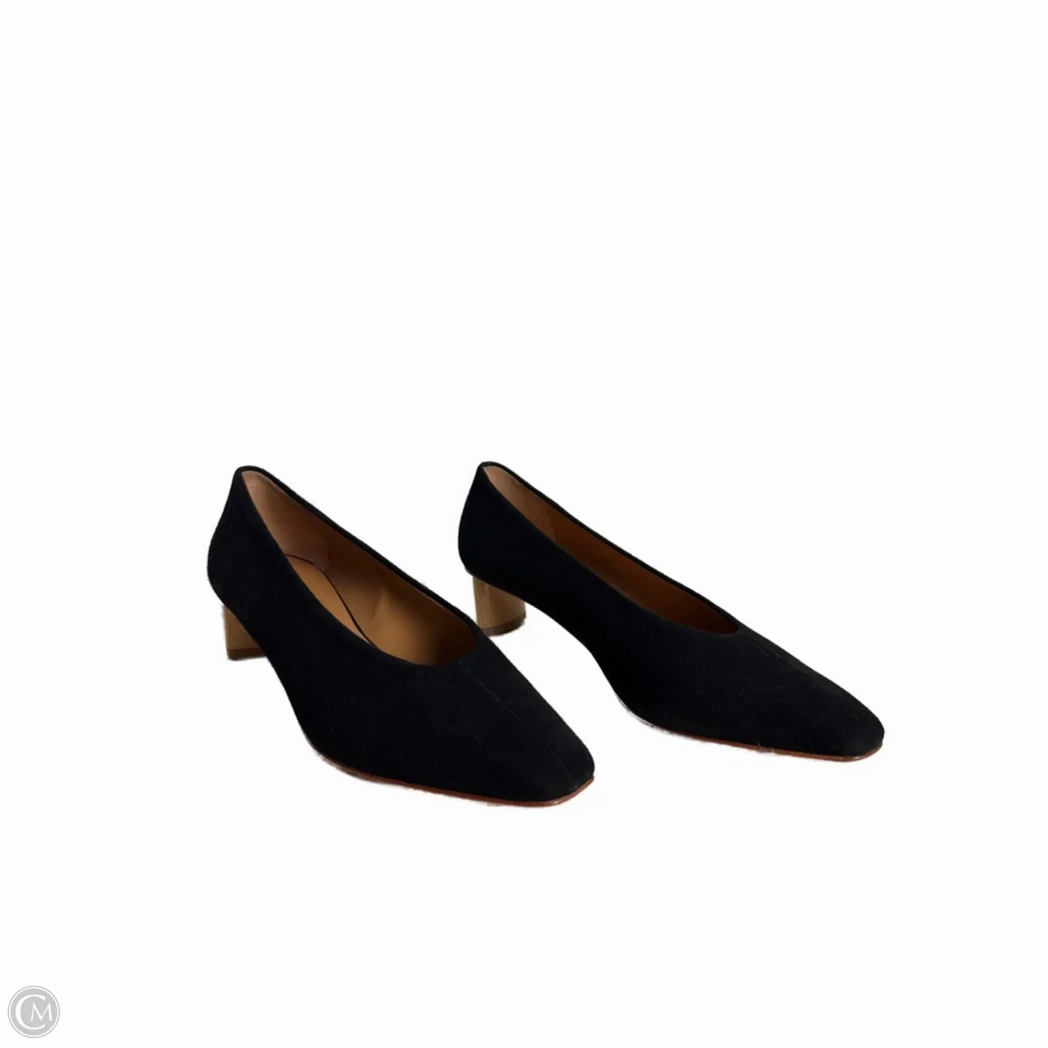 Textured Finish Comfortable Backstrap Shoes Heels Block By LOQ In Black, Size: 6