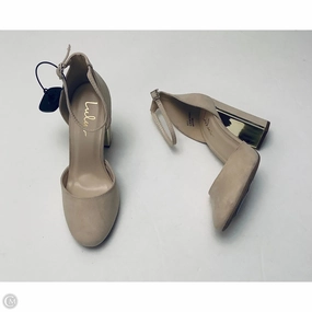 Slip-On Heels Comfortable to walk Shoes Heels Block By Lulus In Beige, Size: 9