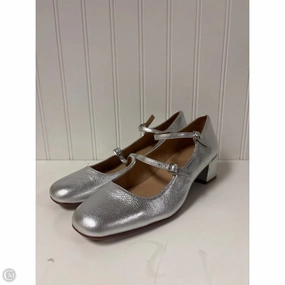 Black Leather Stilettos Shoes Heels Block By Madewell In Silver, Size: 7.5