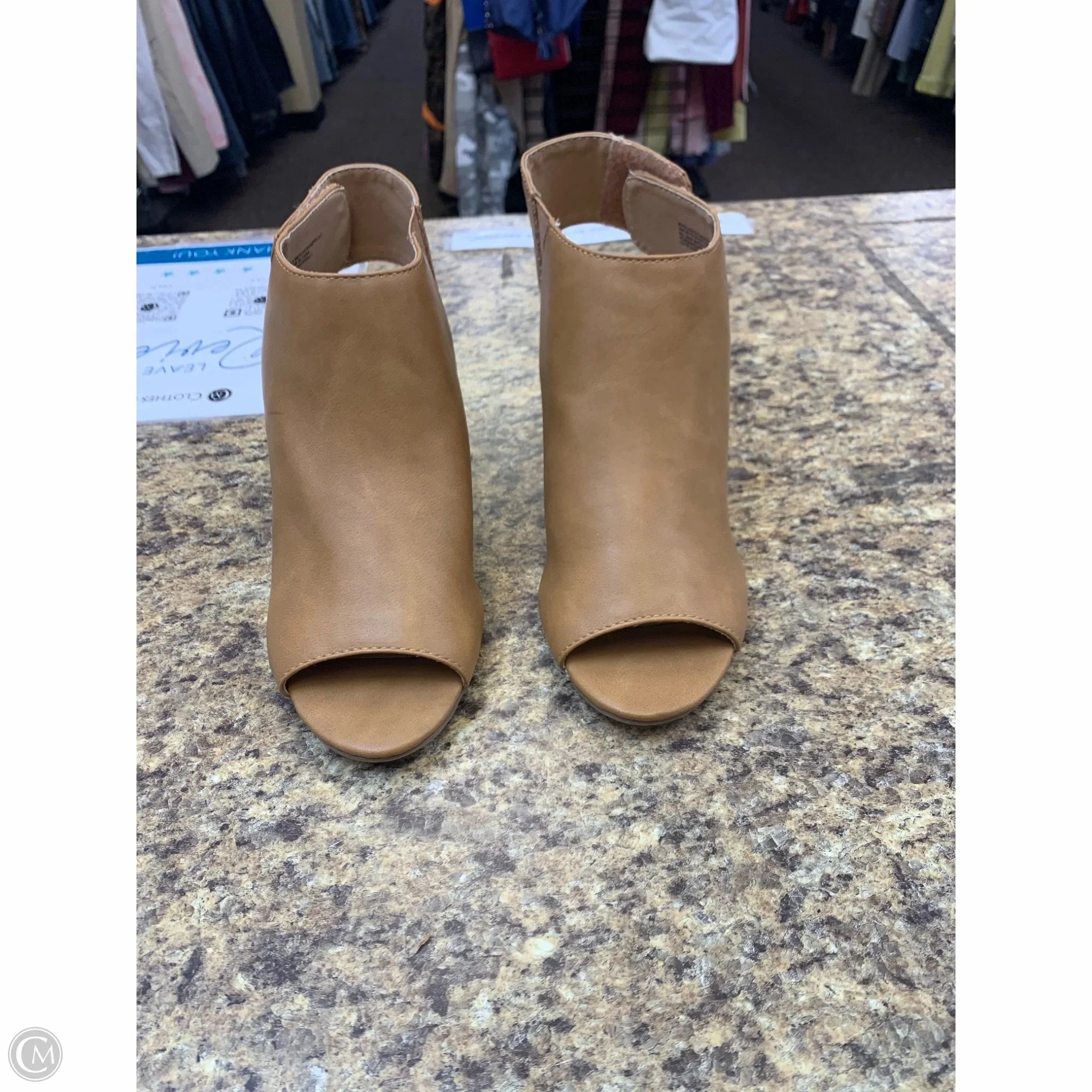 Shoes Heels Block By Massini In Tan, Size: 8 Bejeweled Heels Flexible Design