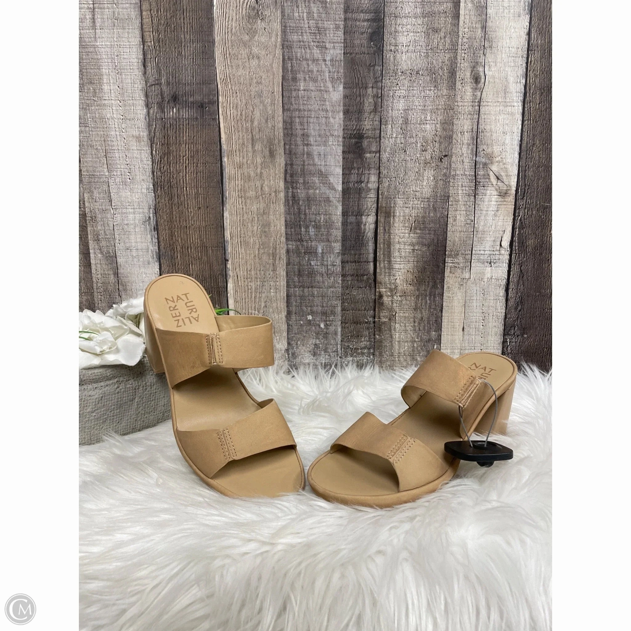 Heel Booties Shoes Heels Block By Naturalizer In Tan, Size: 7