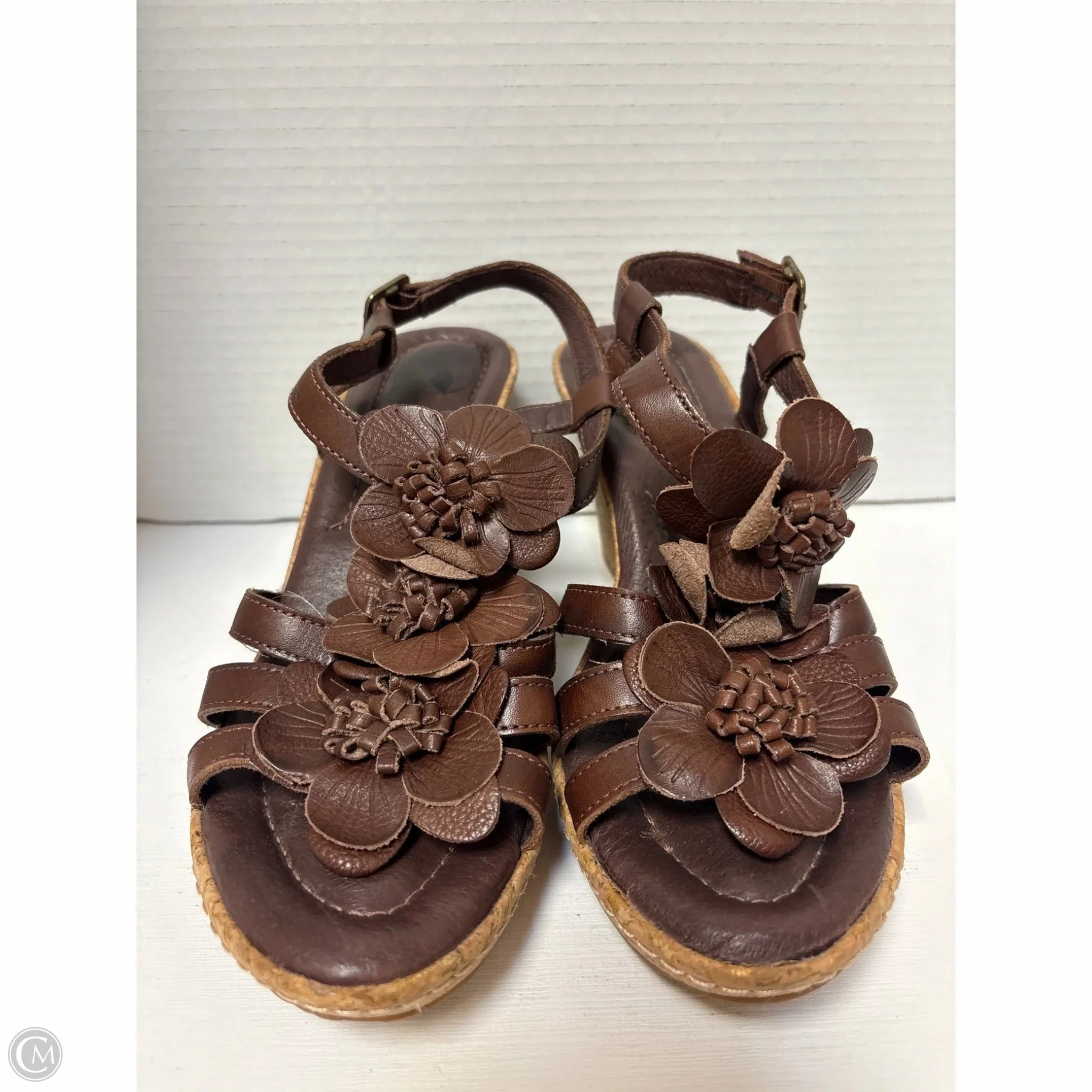 Shoes Heels Block By Nature Breeze In Brown, Size: 9 Peep Toe Leather Pumps