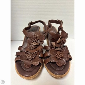 Shoes Heels Block By Nature Breeze In Brown, Size: 9 Peep Toe Leather Pumps