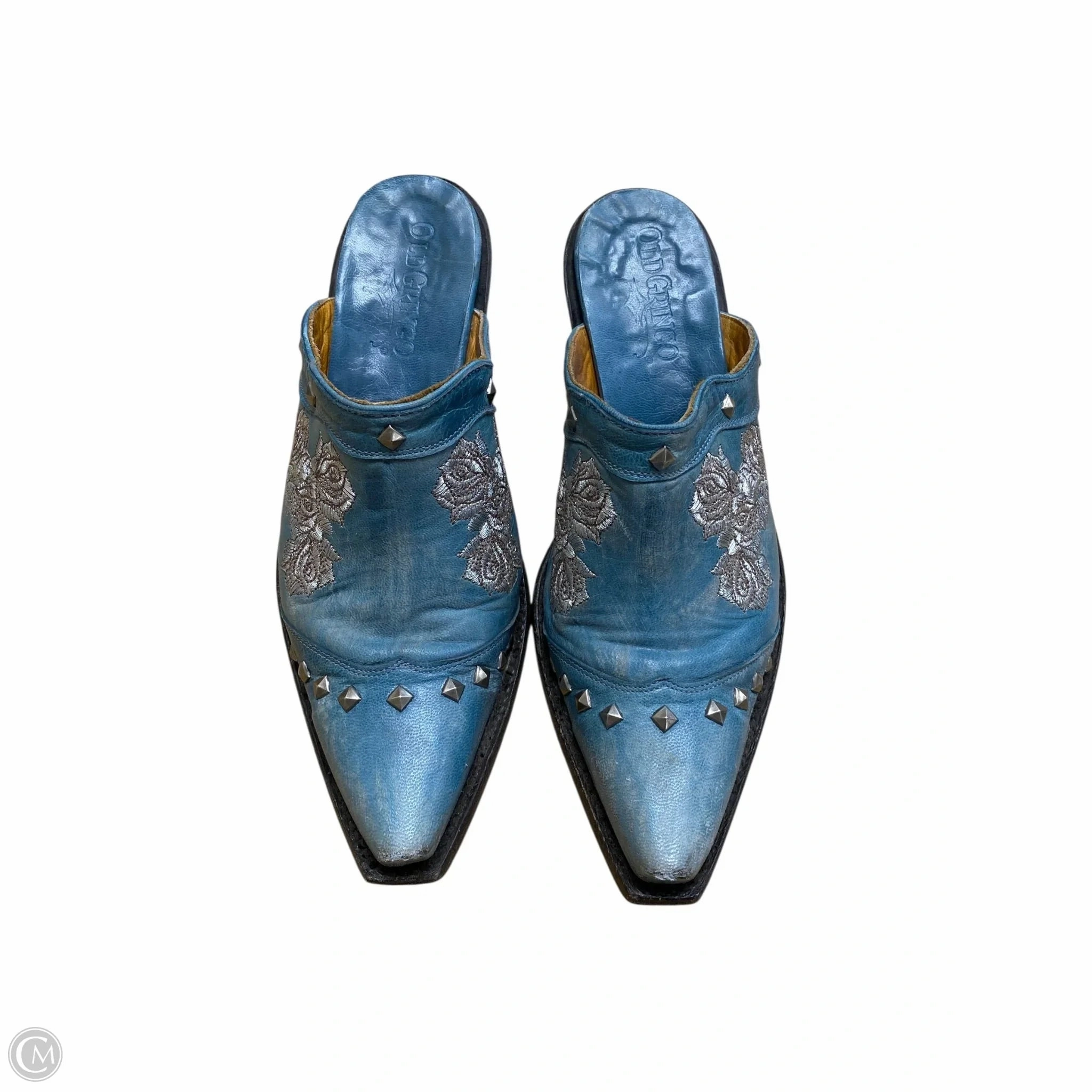 Narrow Fit Slip On Design Shoes Heels Block By Old Gringo In Blue, Size: 7.5