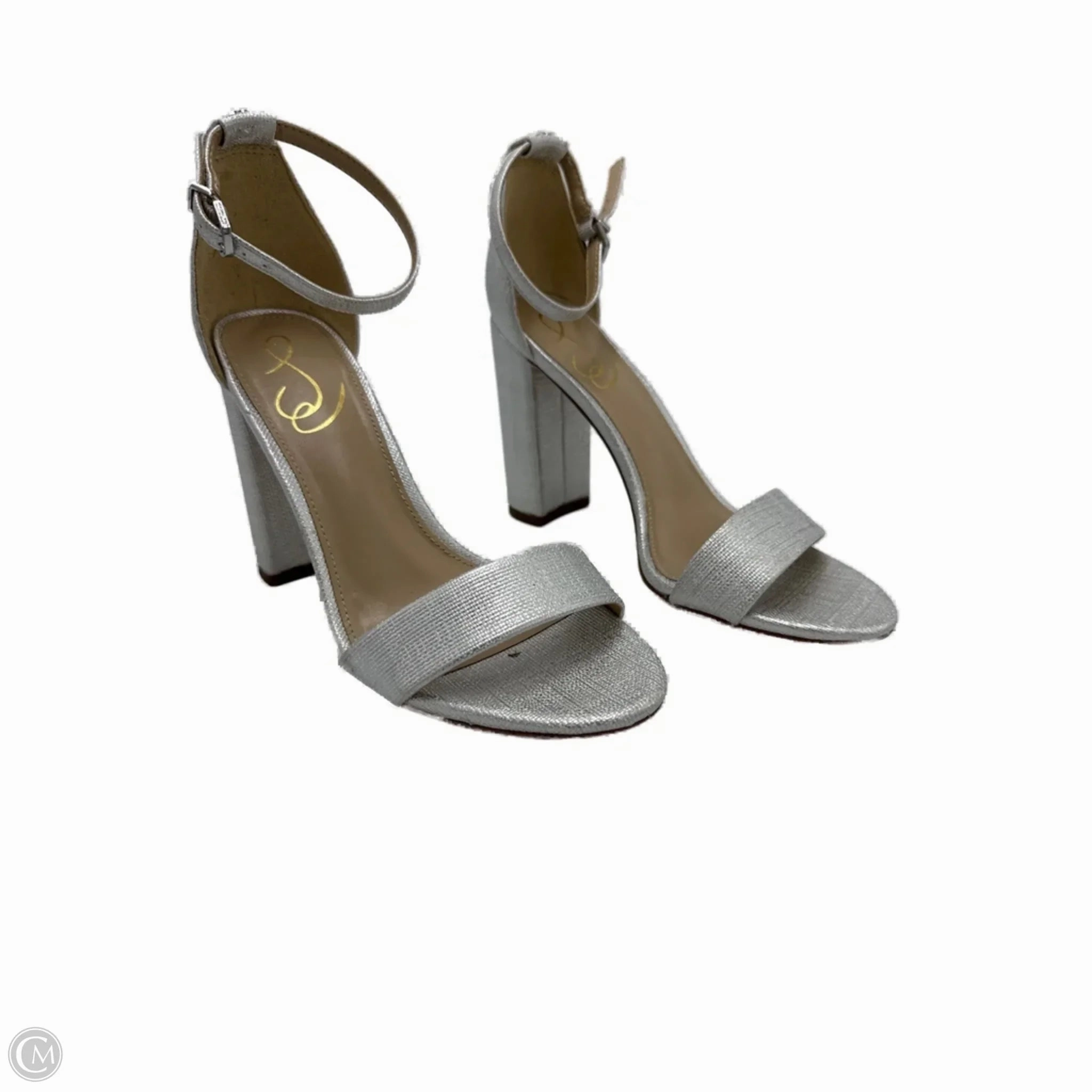 Shoes Heels Block By Sam Edelman In Silver, Size: 7.5 Open Toe Wedges Christmas Party Heels
