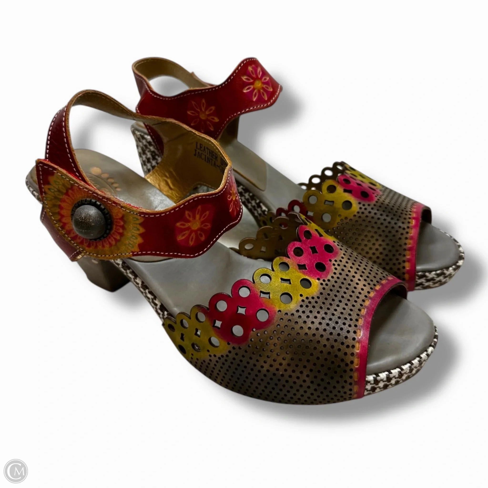 Shoes Heels Block By Spring Step In Red, Size: 9 Gold High Heeled Sandals Open Toe Shoes