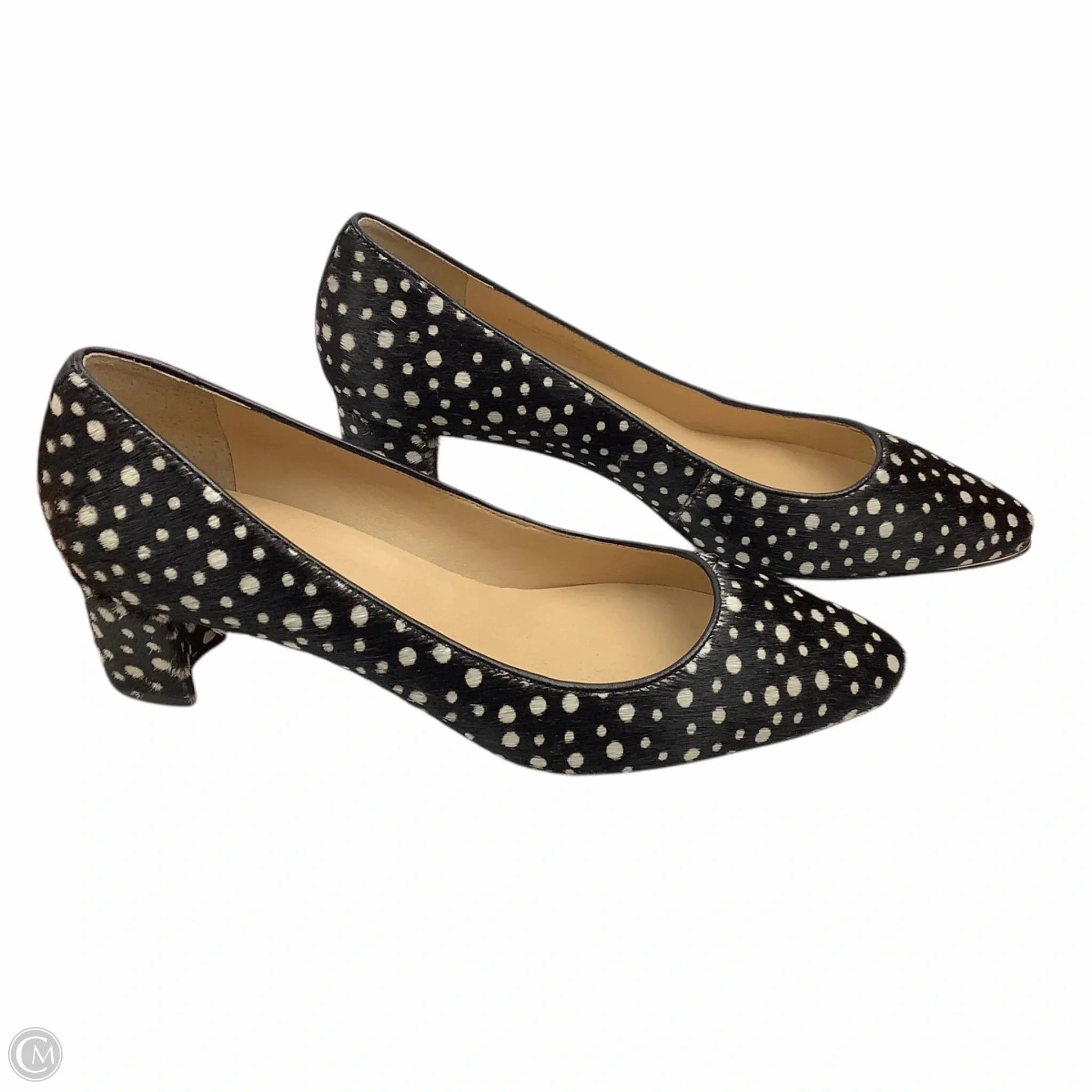 Open Toe Sandals Soft Material Shoes Heels Block By Talbots In Black & White, Size: 8