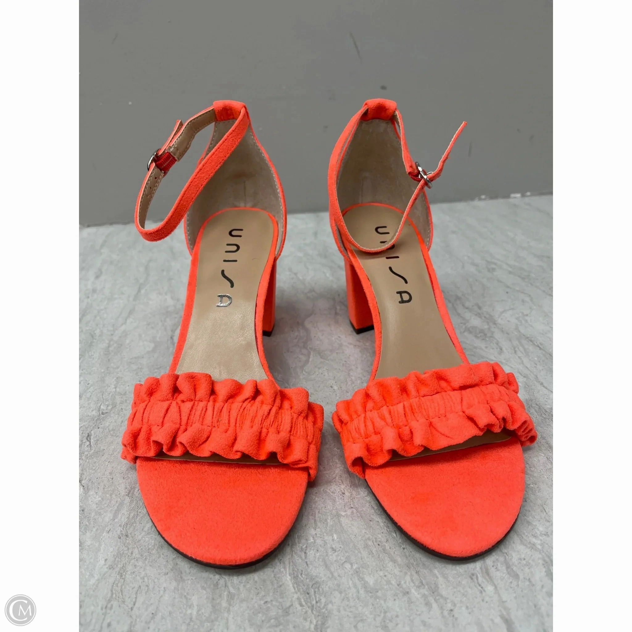foldable Shoes Heels Block By Unisa In Orange, Size: 8