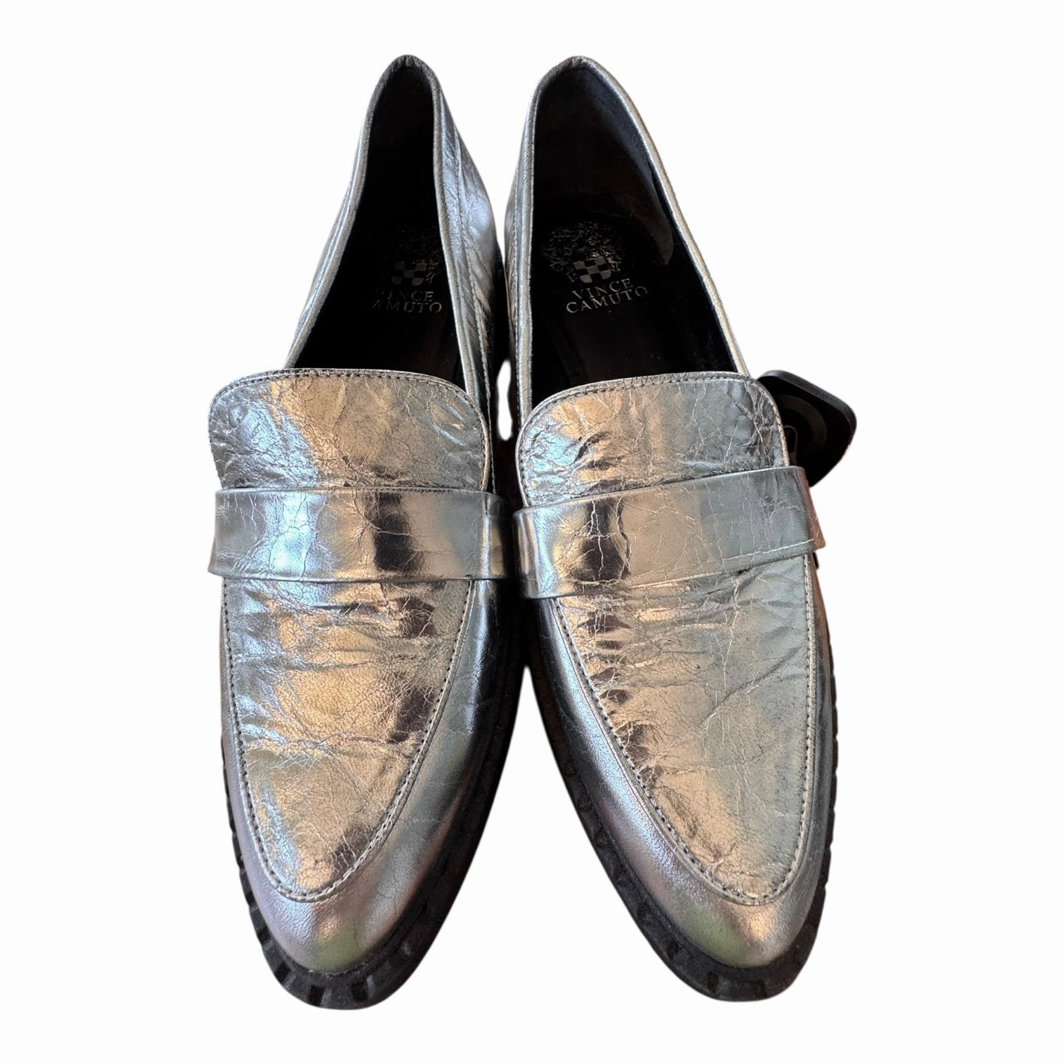 Shoes Heels Block By Vince Camuto In Silver, Size:9 Peep Toe Pumps Indoor