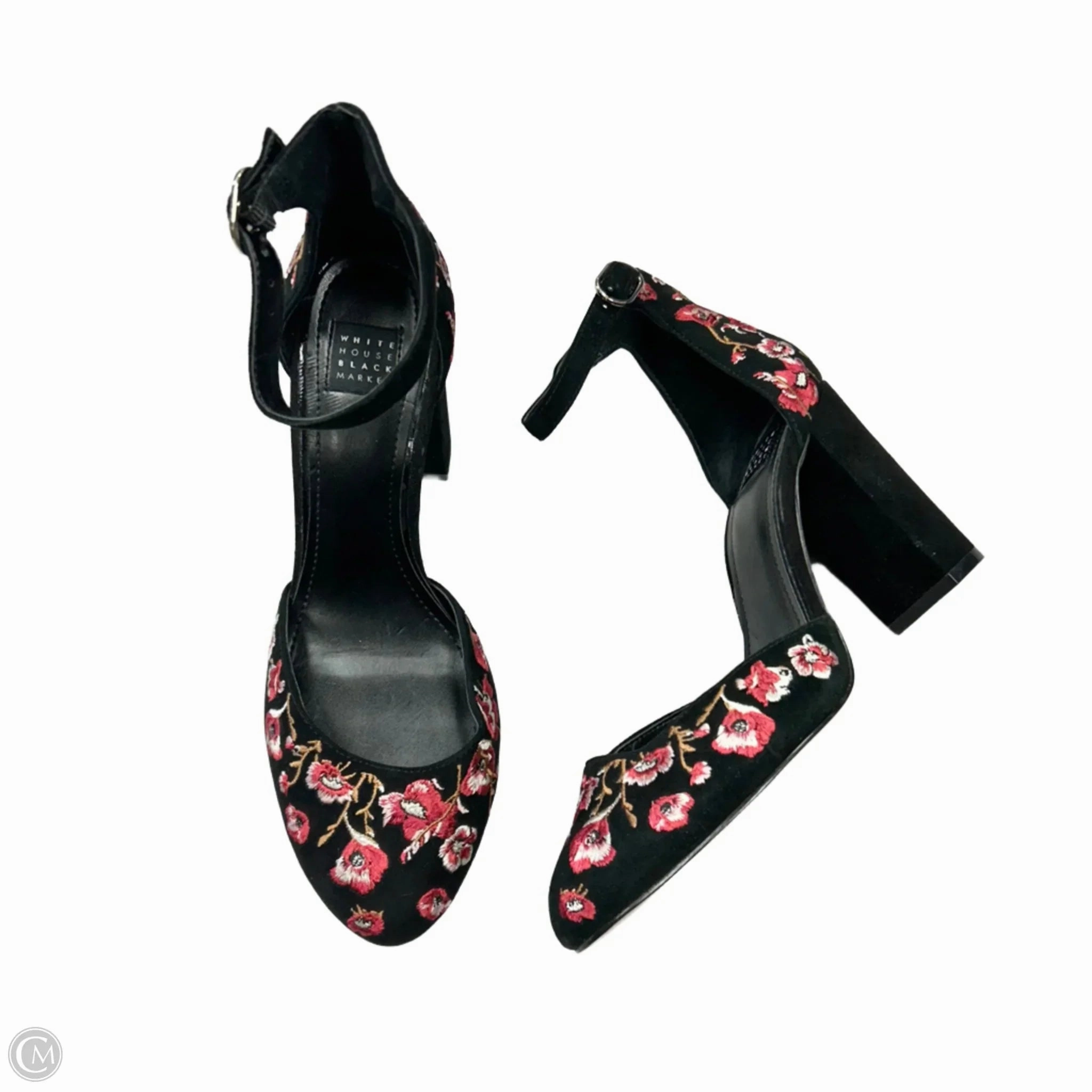 Synthetic Upper Shoes Heels Block By White House Black Market In Black & Pink, Size: 7.5