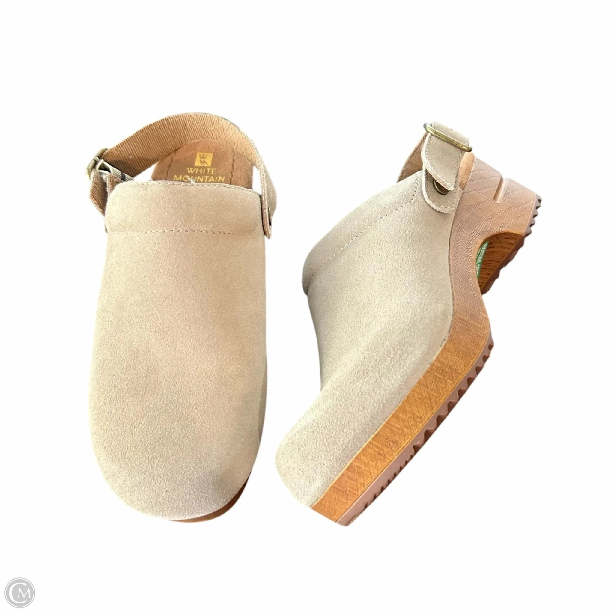 Shoes Heels Block By White Mountain In Taupe, Size: 7 Comfortable Buckle Plush Heels