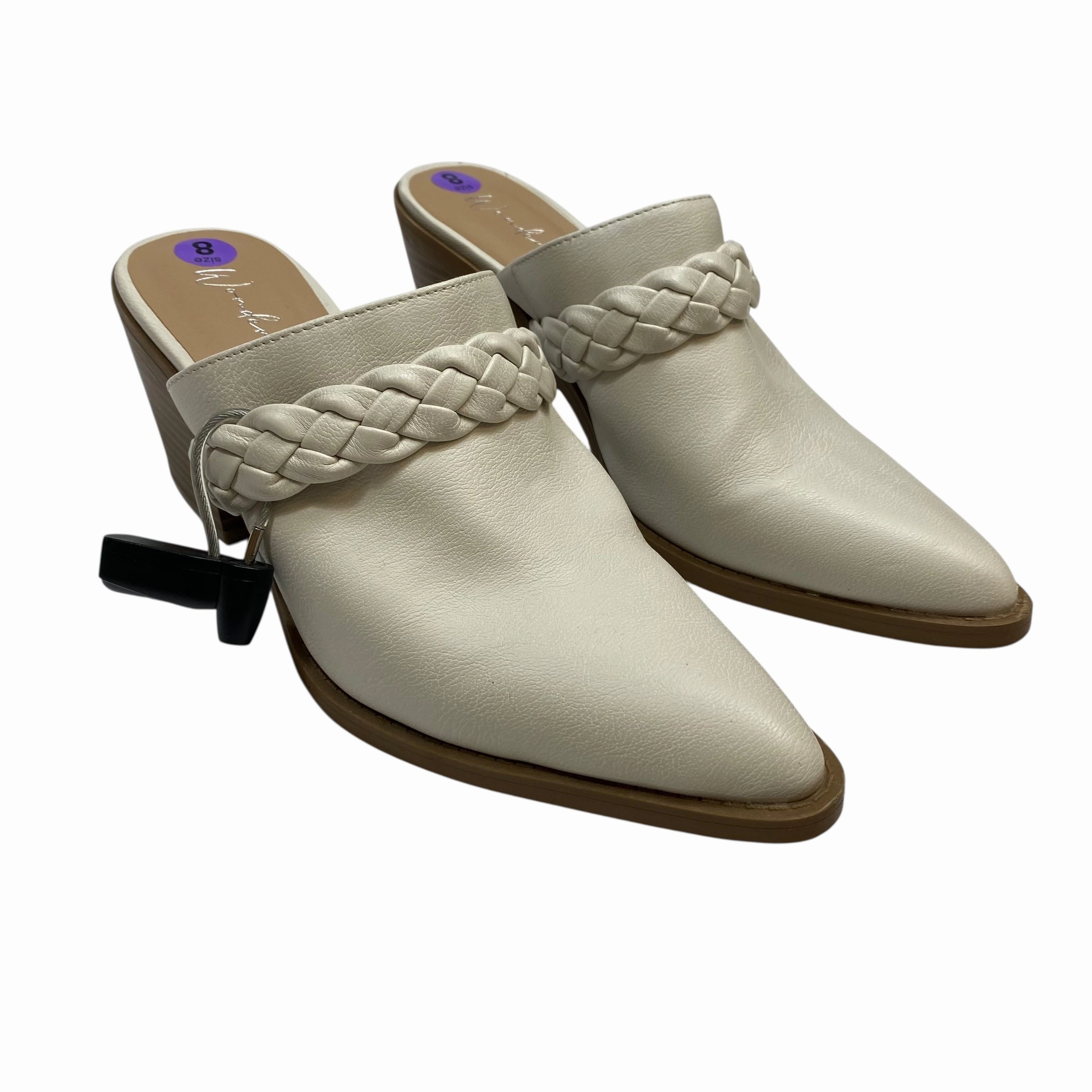 Bridal Wedding Heels Open Toe Evening Pumps Shoes Heels Block By Wonderly In Cream, Size:8