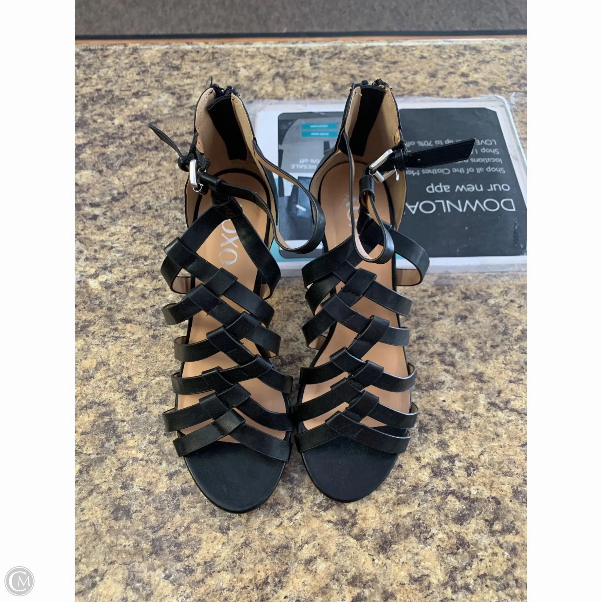 High Top Style Fashion Sandals Shoes Heels Block By Xoxo In Black, Size: 9