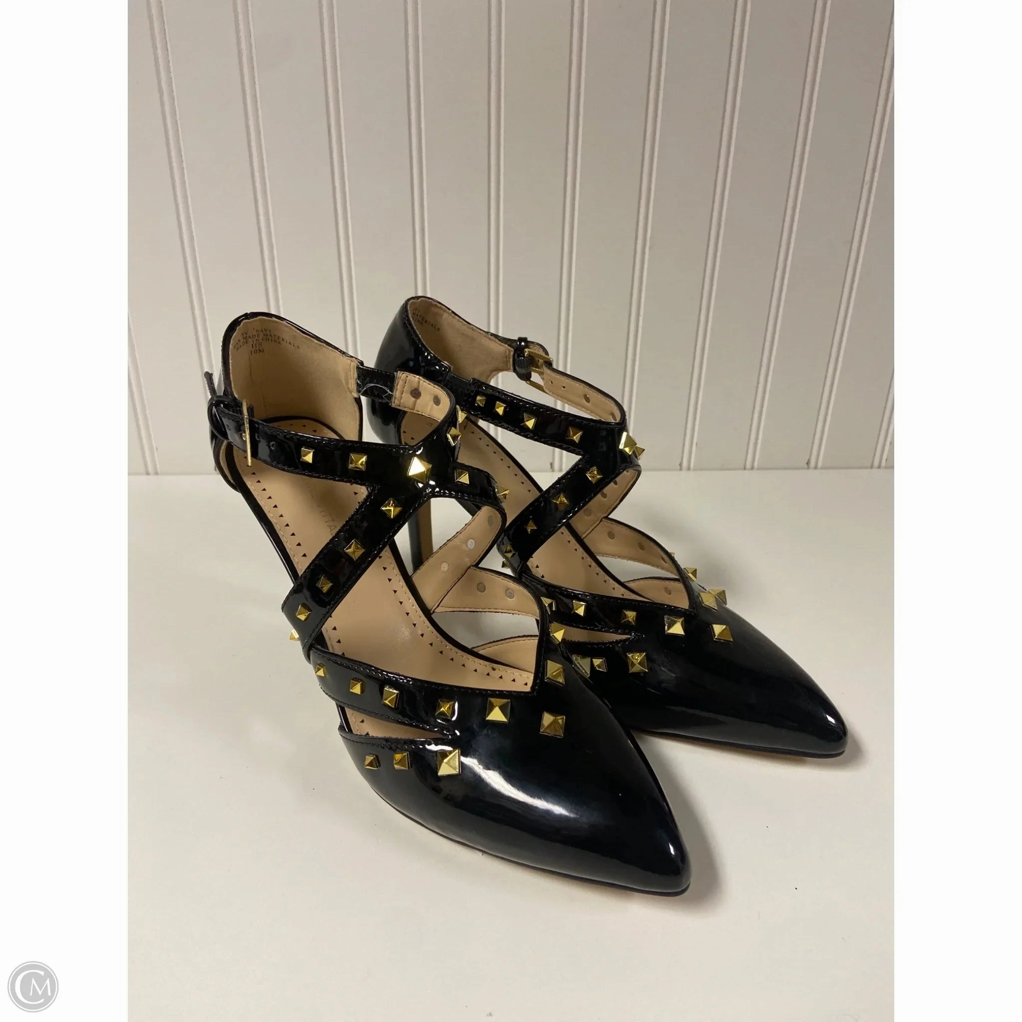 Peep Toe Sandals for Party Shoes Heels Stiletto By Adrienne Vittadini In Black, Size: 10